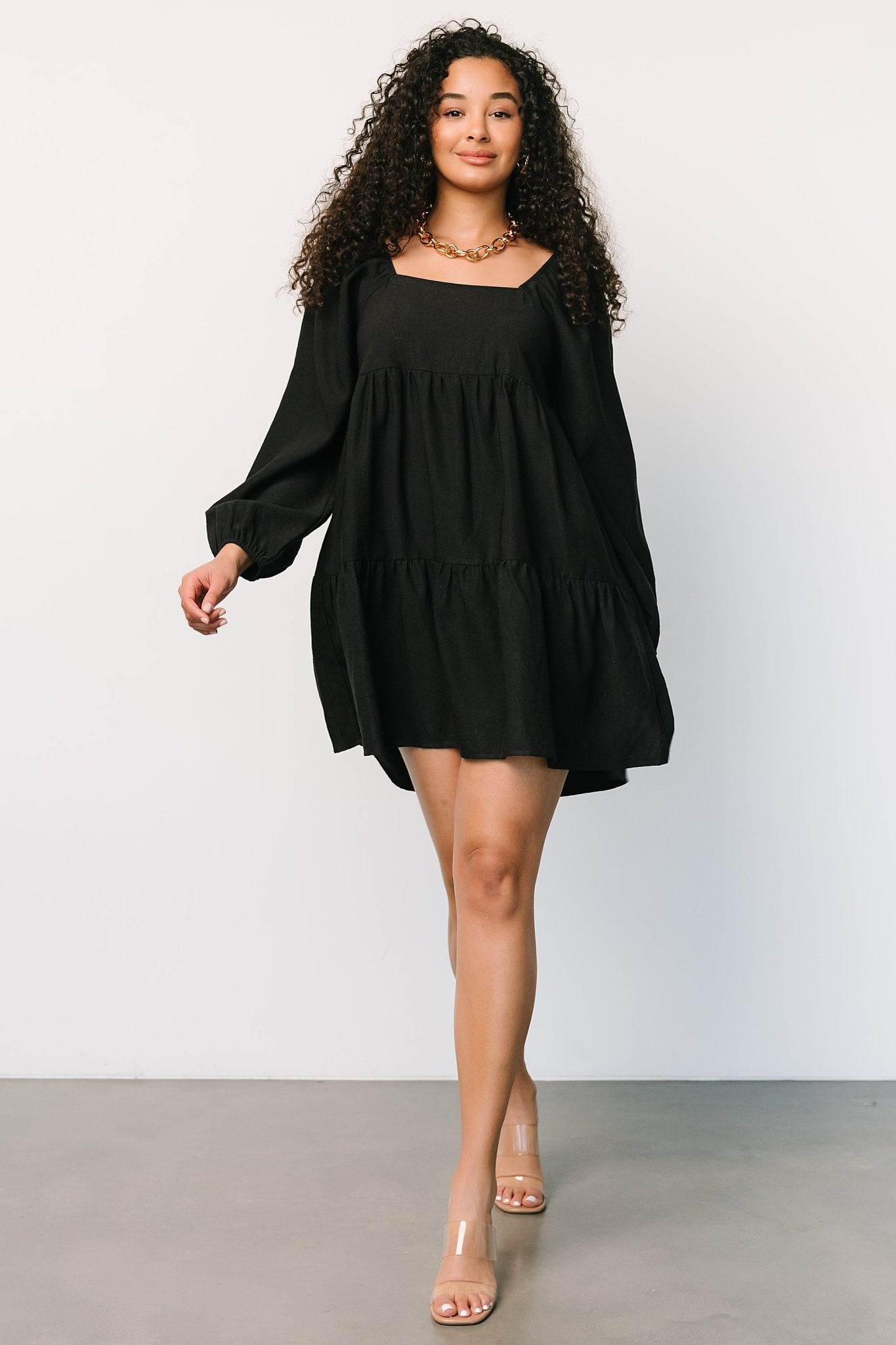 Selena Tiered Mini Dress | Black Pre Order Online