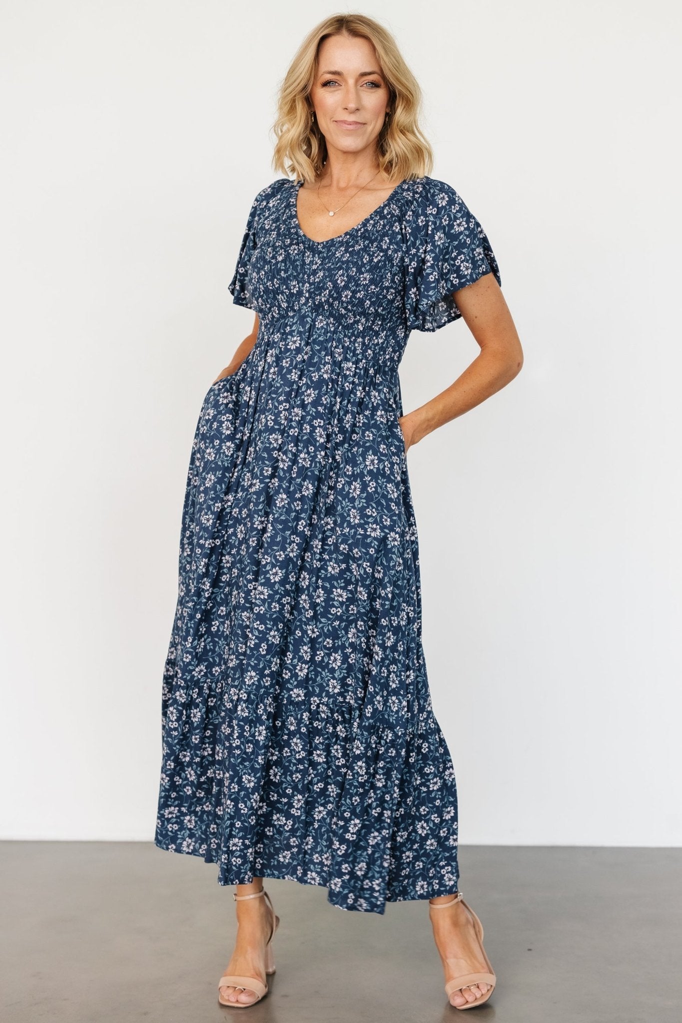 Joanie Smocked Dress | Blue Floral Recommend Online