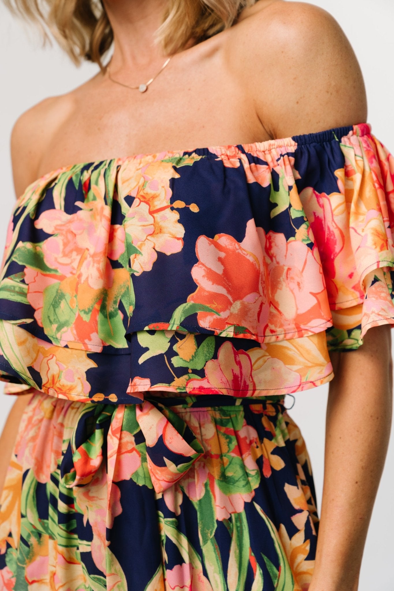 Capistrano Ruffle Jumpsuit | Navy Floral Outlet Huge Surprise