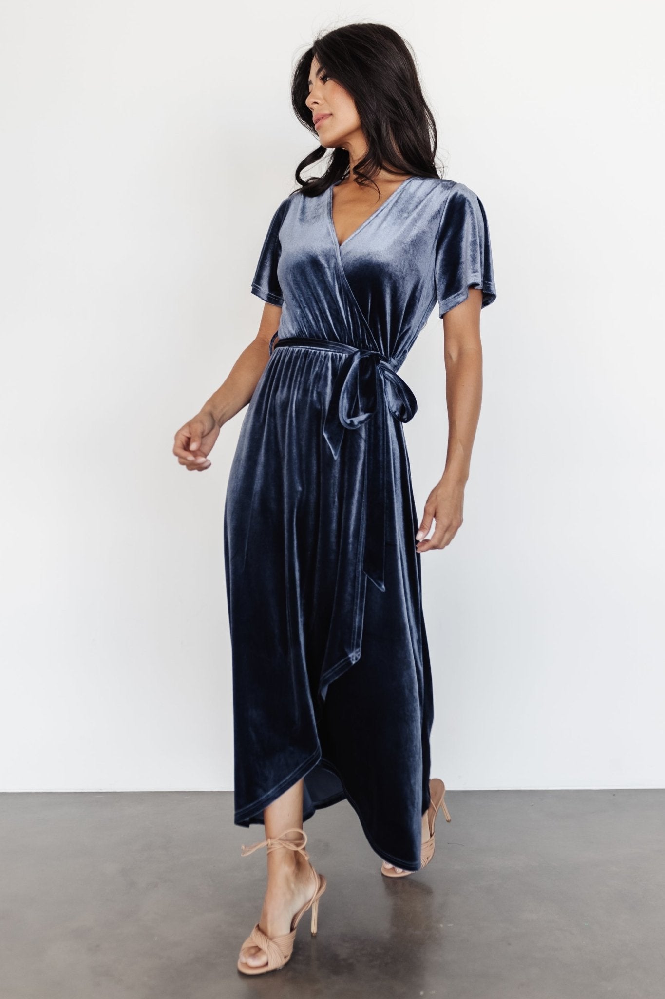 Nadine Velvet Midi Dress | Blue Cheap Sale Big Discount