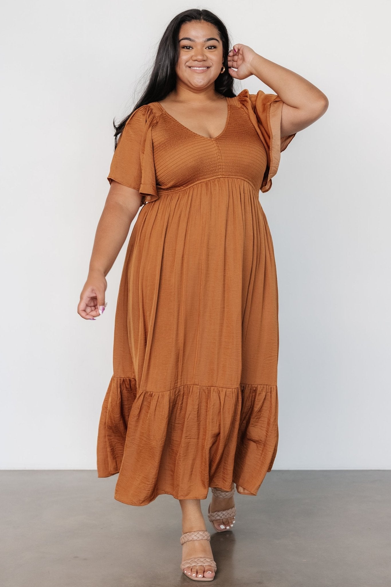 Lovell Smocked Midi Dress | Dark Copper Outlet Lowest Pice