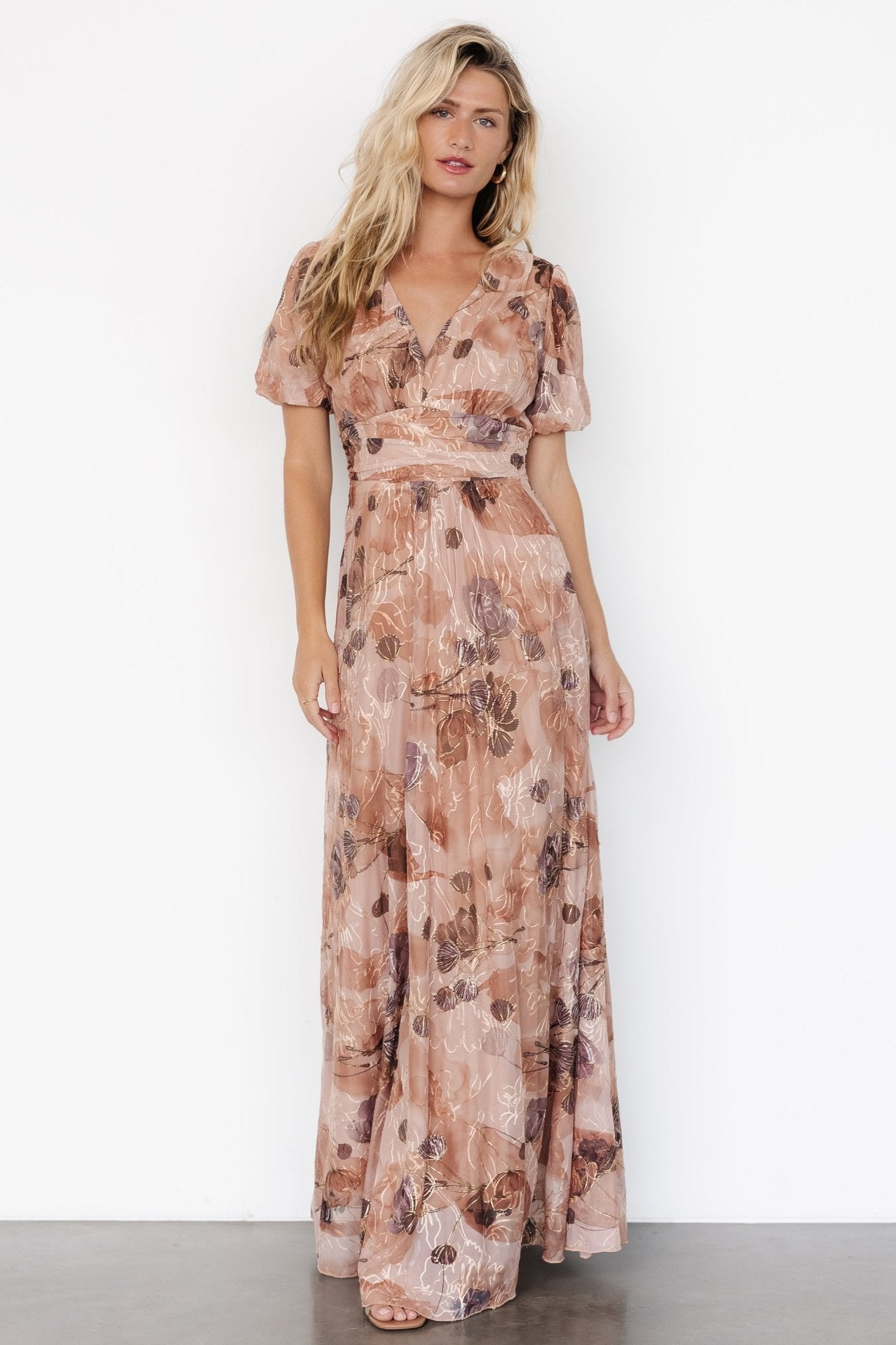 Ardley Maxi Dress | Taupe Floral Outlet The Cheapest