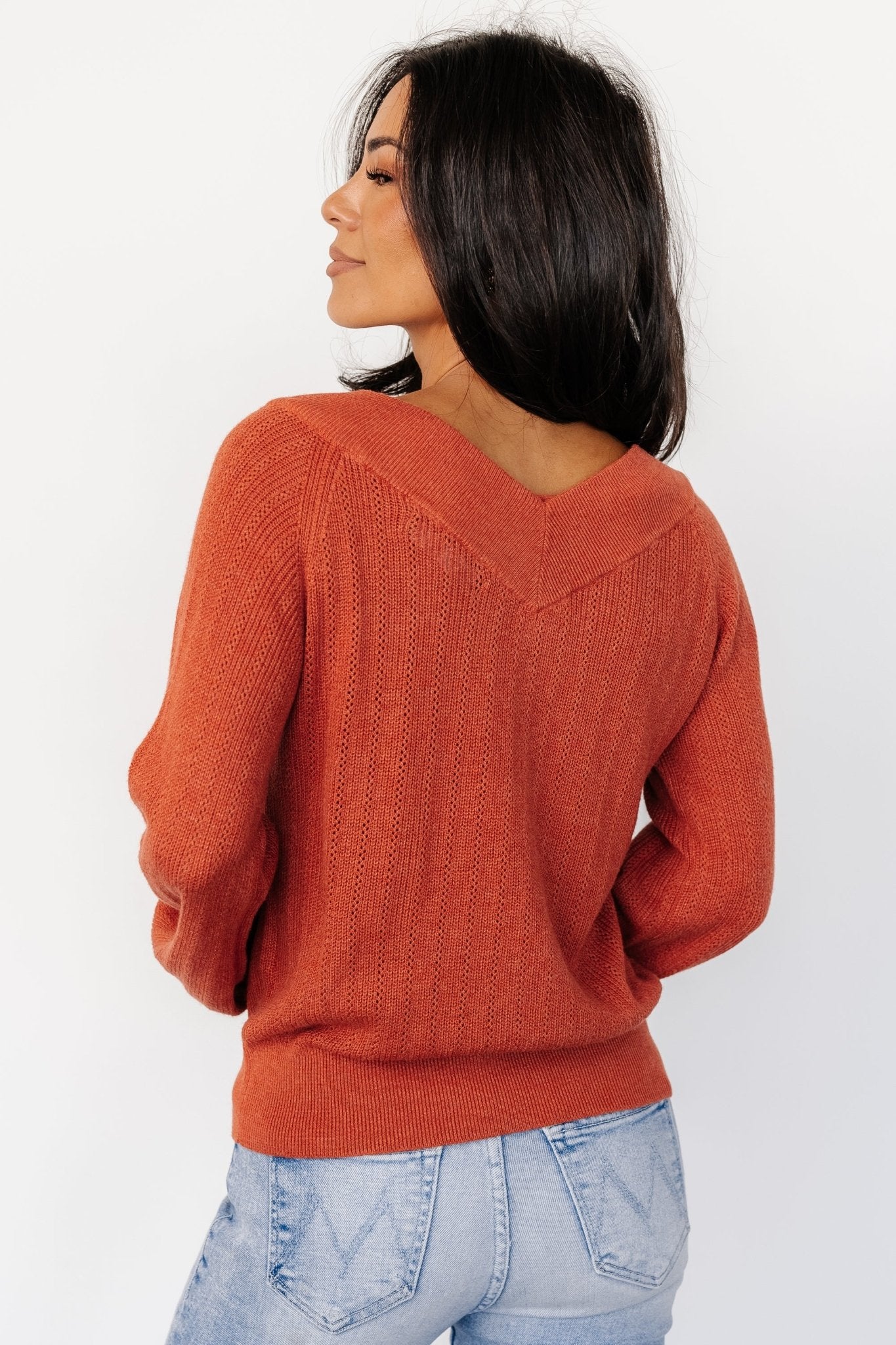 Ashby V Neck Sweater Top | Light Rust Discount Sale Online