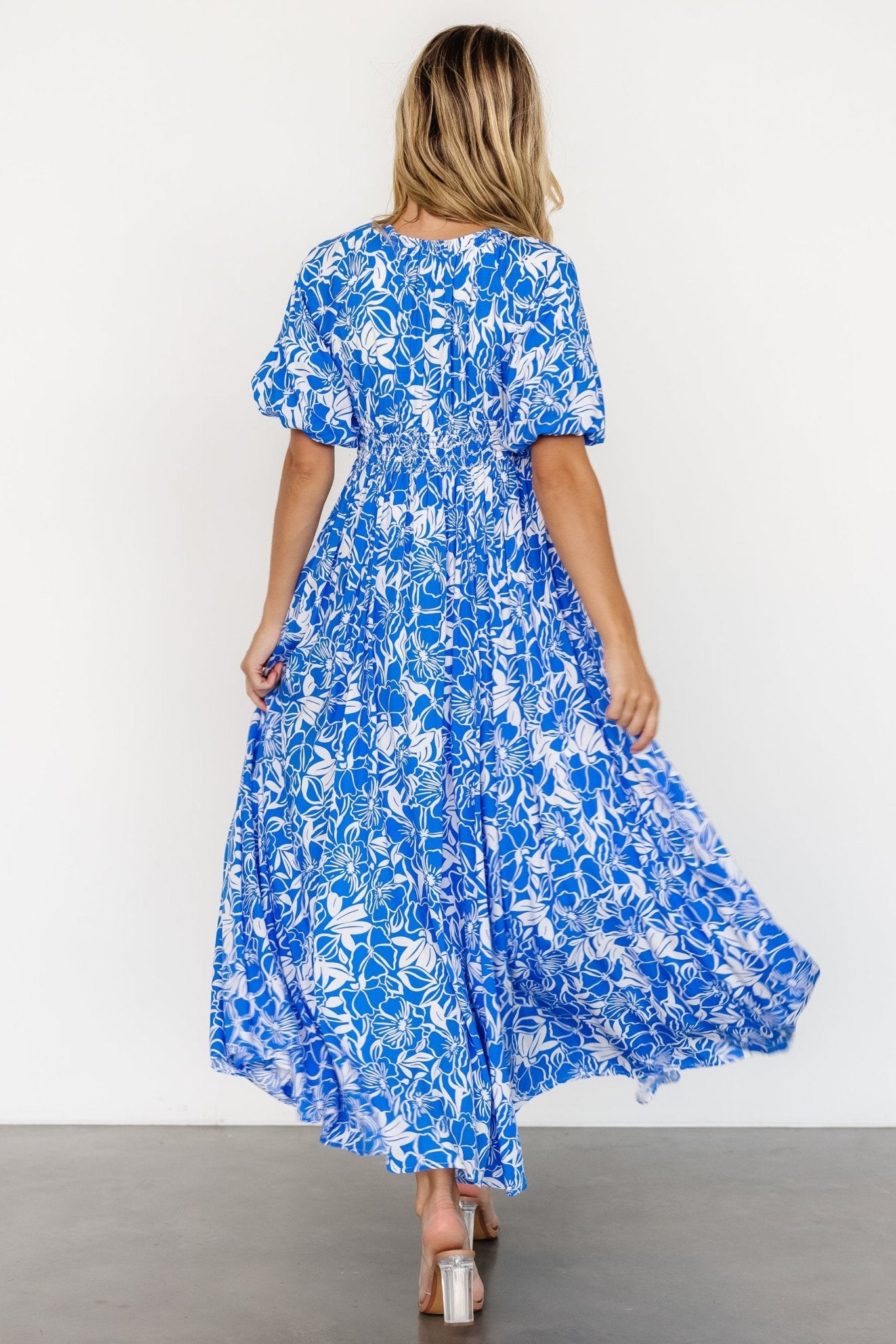 Elaine Maxi Dress | Blue + White Cheap Sale Brand New Unisex