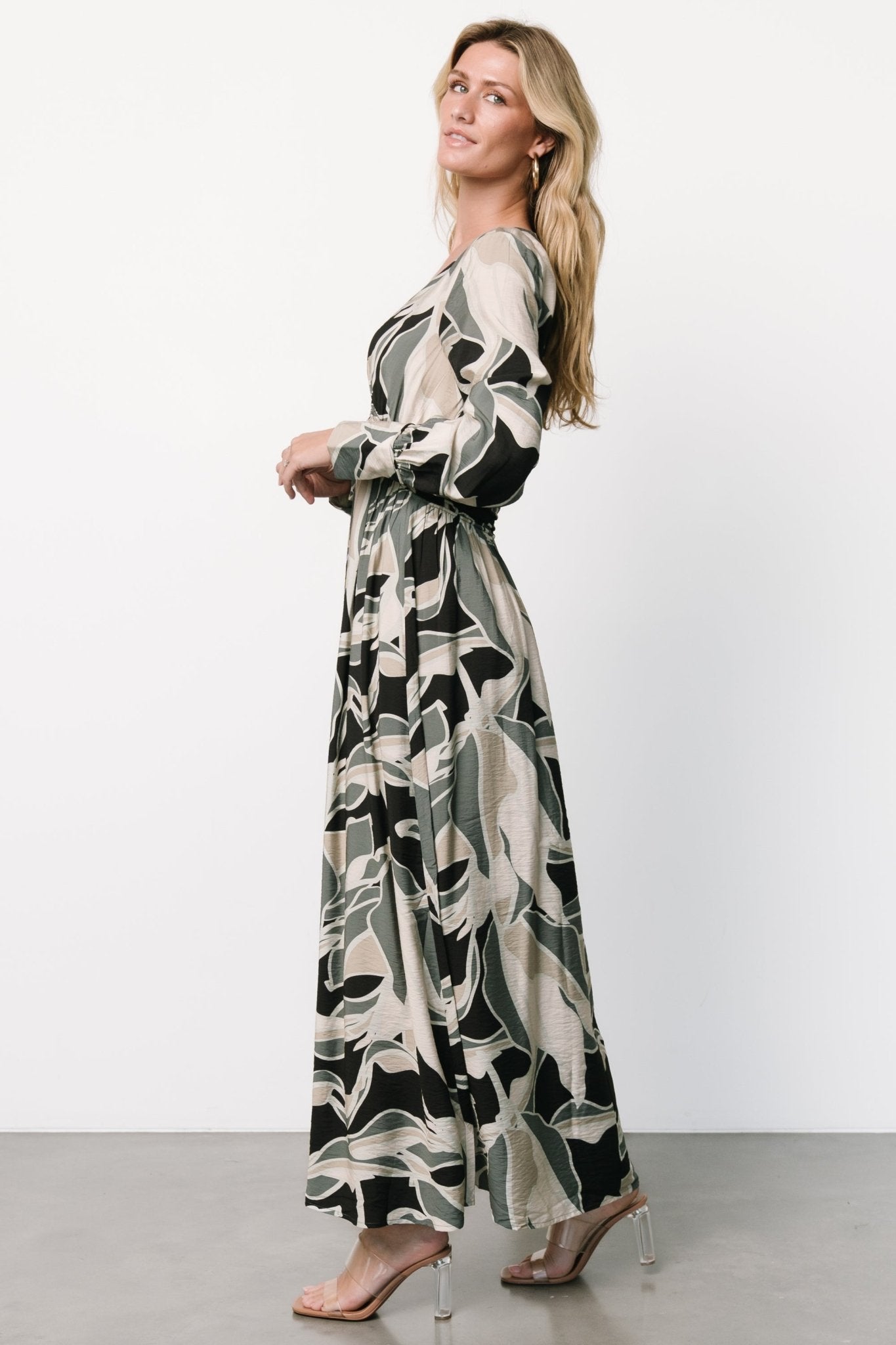 Zinnia Maxi Dress | Black + Eucalyptus Print Cheap Sale Now