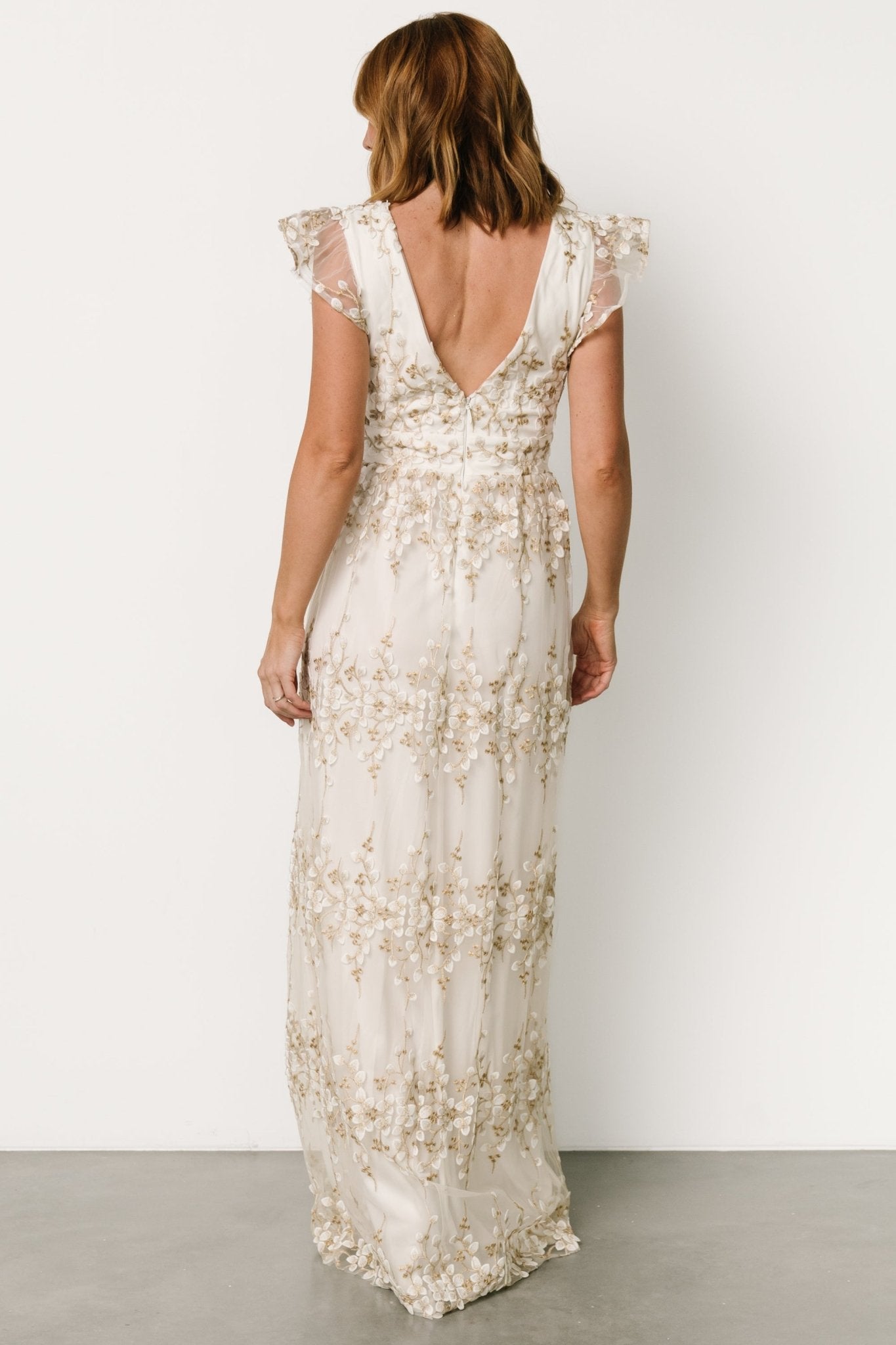 Eva Embroidered Maxi Dress | White + Gold 2025 New Sale Online