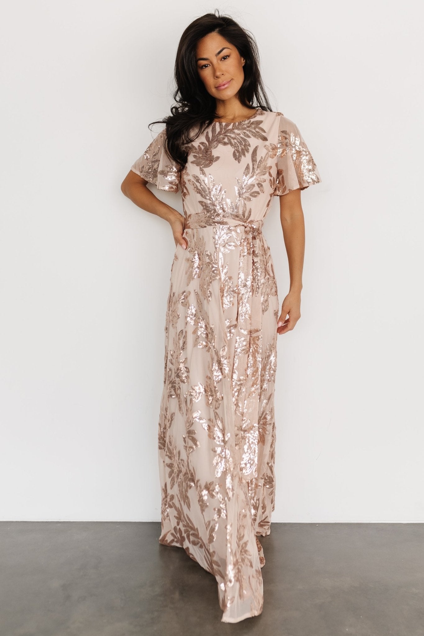 Muse Sequin Maxi Dress | Rose Gold Clearance Low Shipping