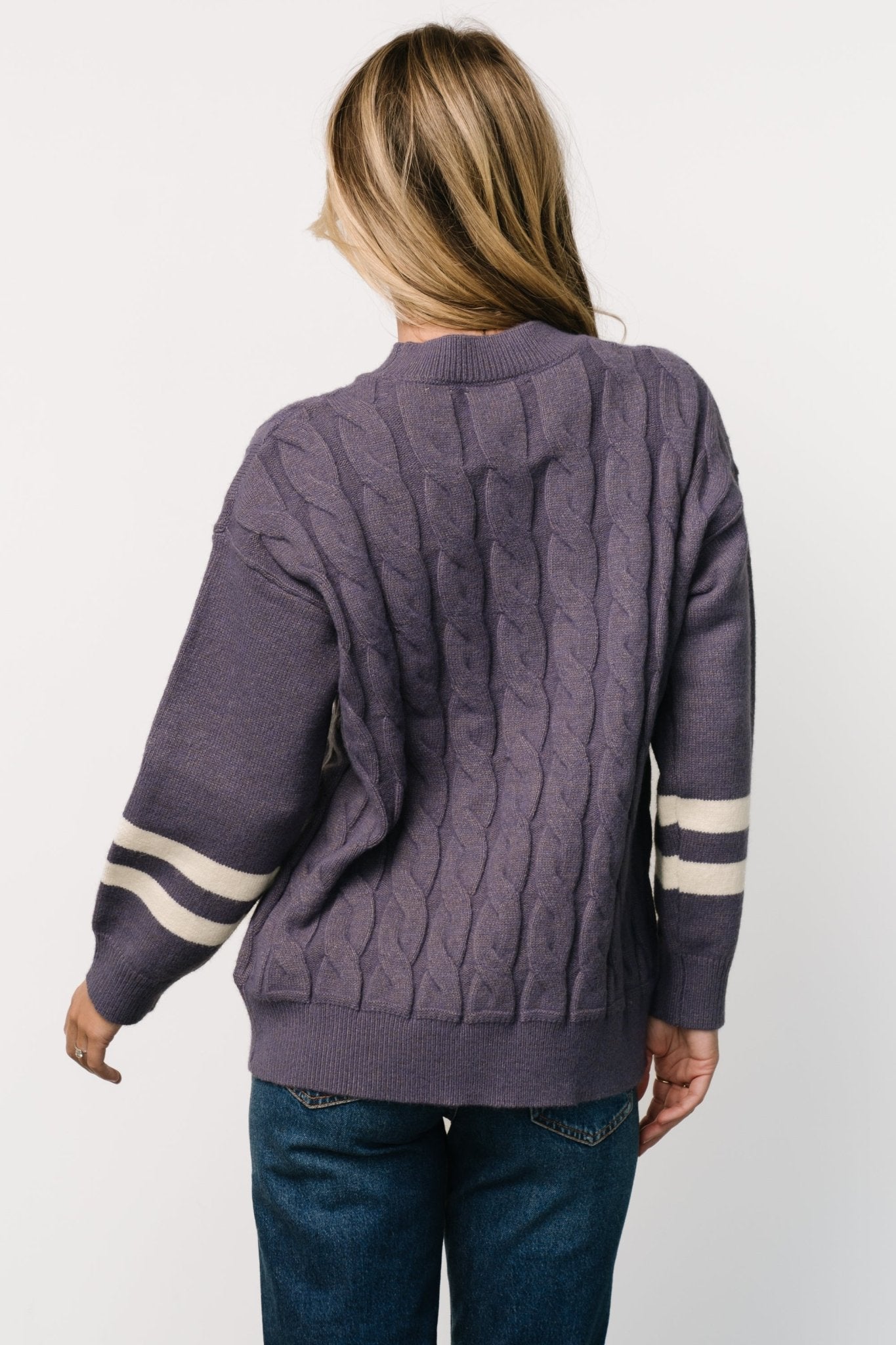 Lund Cable Knit Sweater | Vintage Purple View