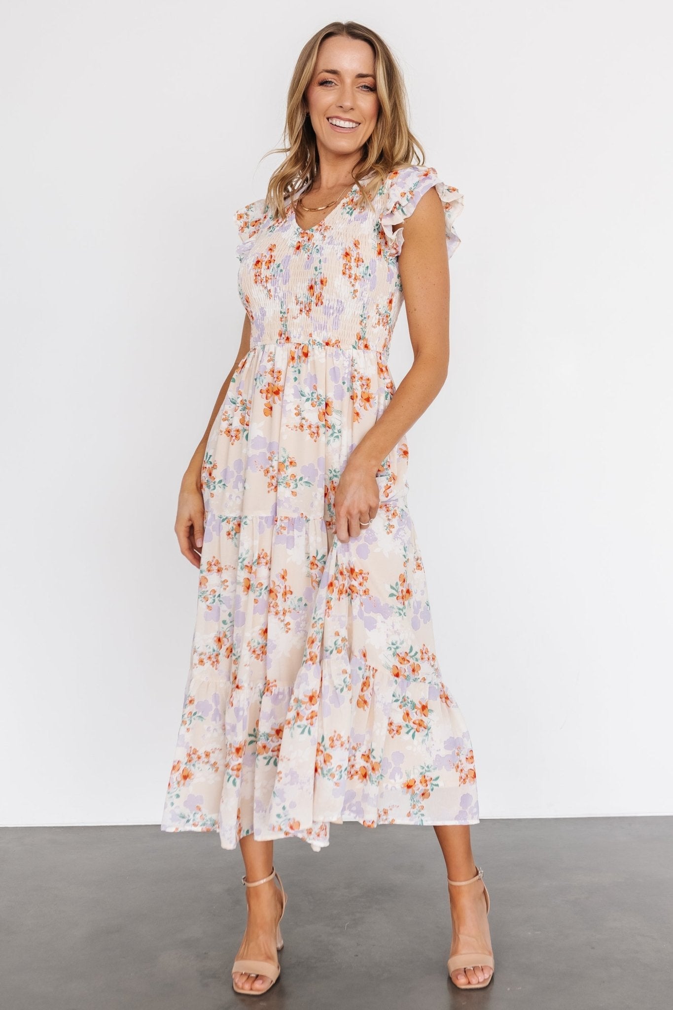 Arla Smocked Maxi Dress | Cream Floral View Cheap Online