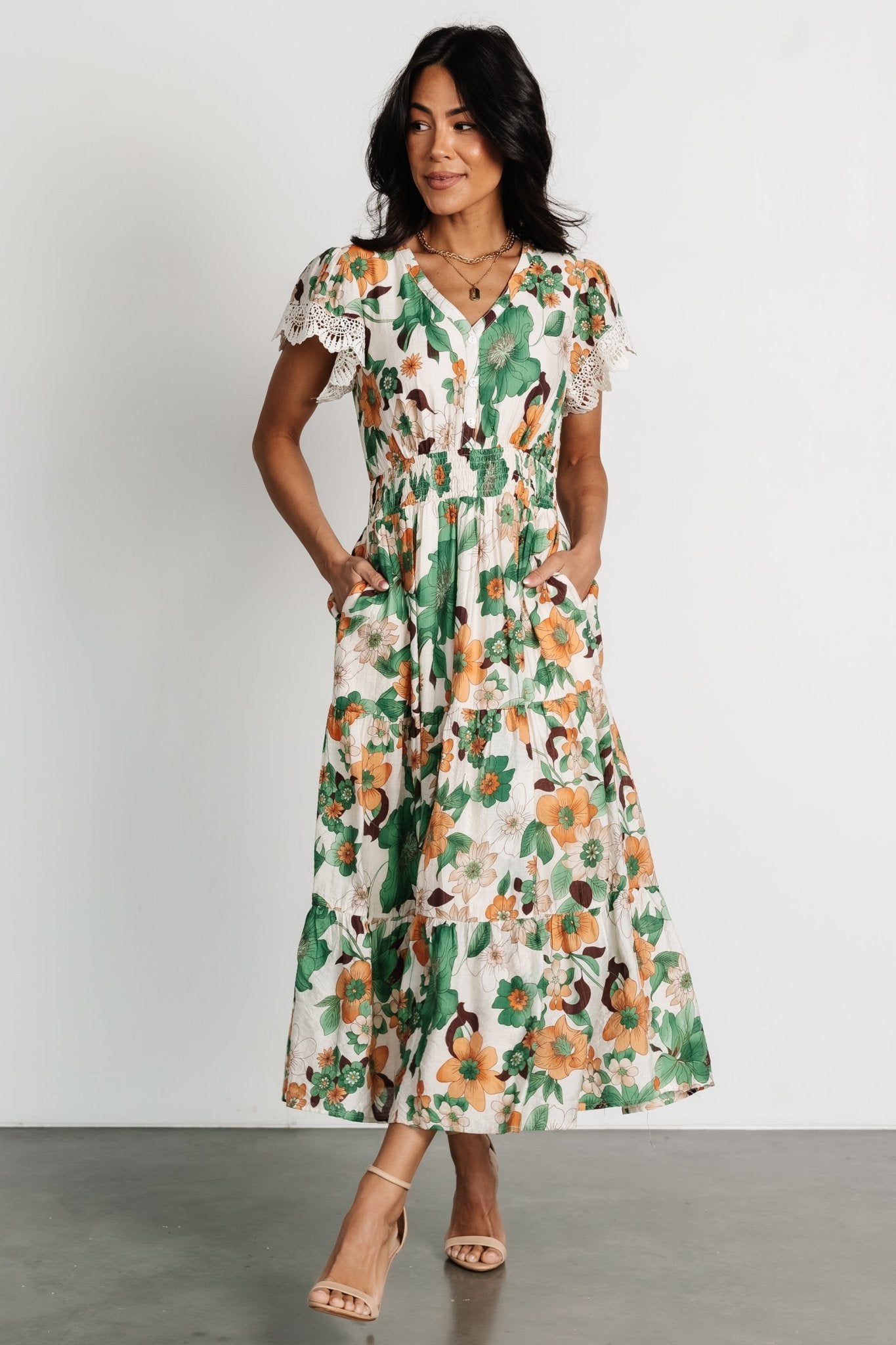 Aliyah Midi Dress | Green Floral Buy Cheap Perfect