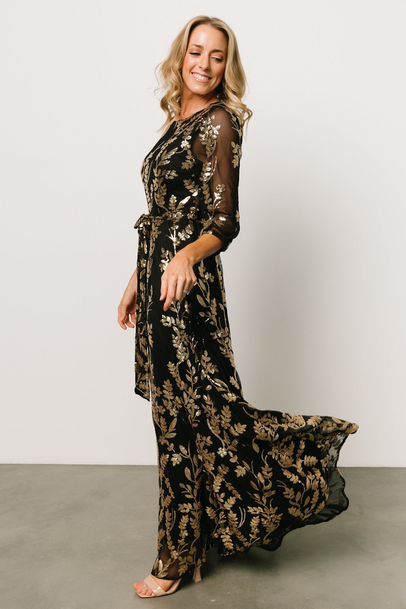 Destiny Sequin Maxi Dress | Black + Gold Best Wholesale Online