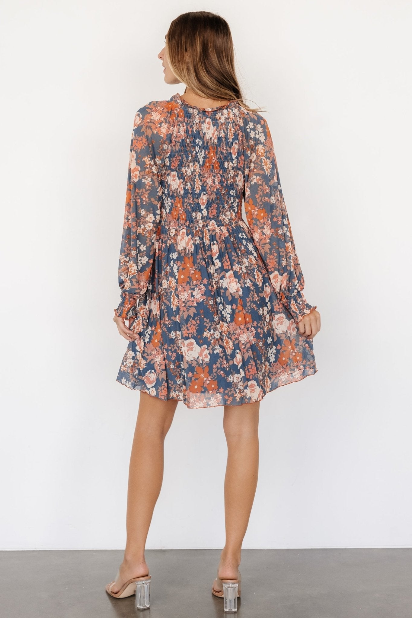 Parker Short Dress | Blue + Orange Floral Sale Nicekicks