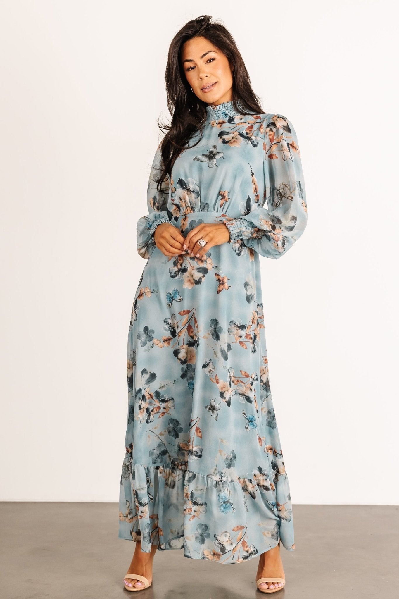 Luciana Maxi Dress | Cyan Blue Floral Best Store To Get Cheap Online