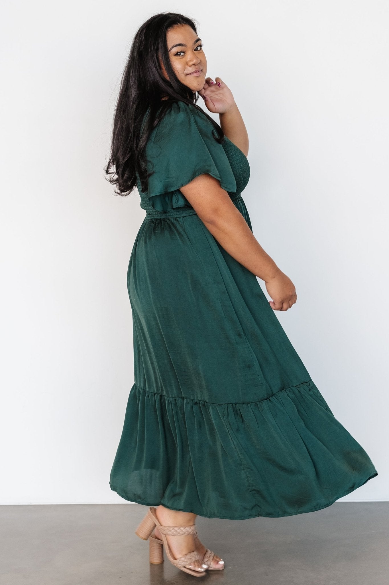 Lovell Smocked Midi Dress | Emerald Cheap Affordable