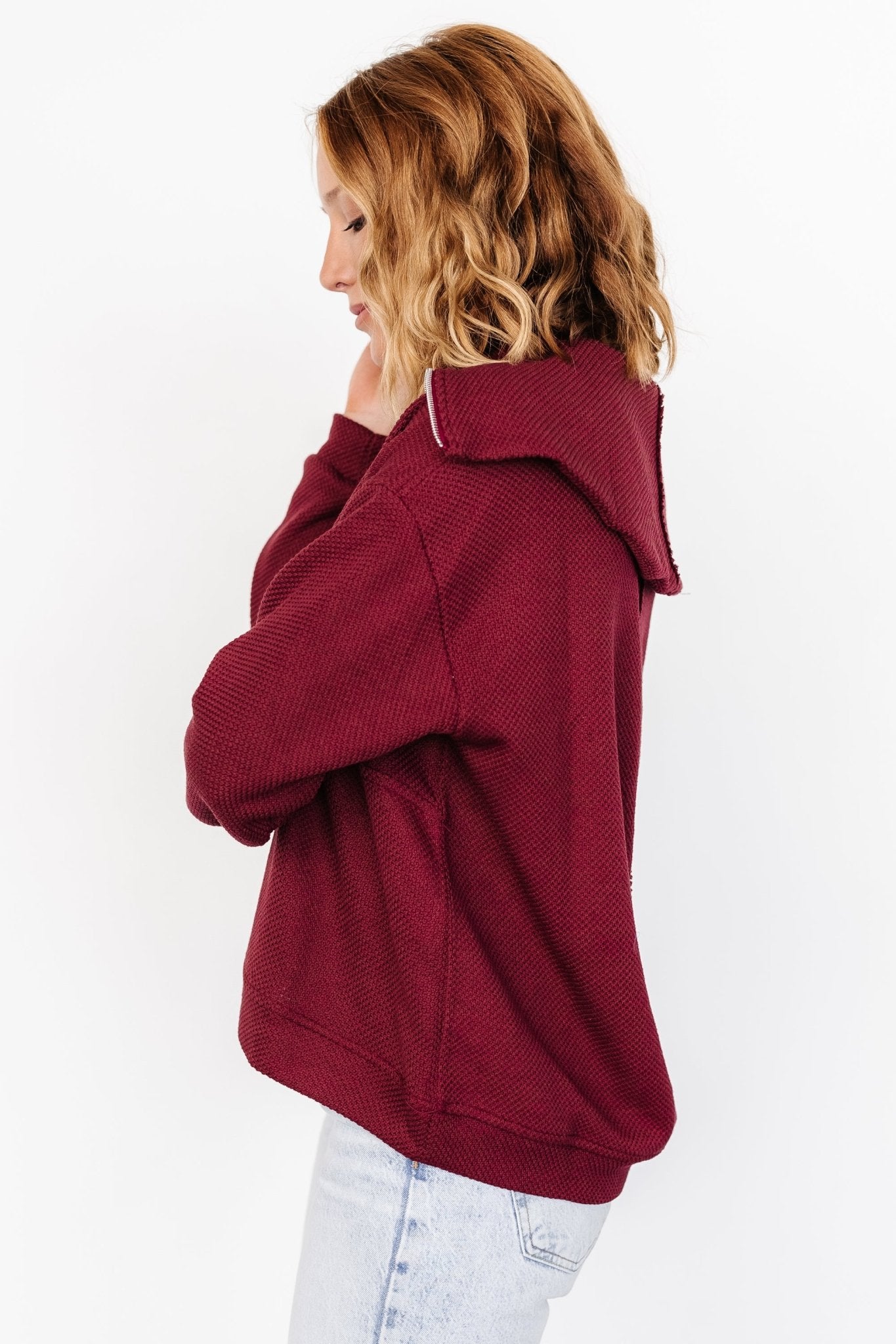 Shiloh Half Zip Pullover | Burgundy Fashion Style Cheap Online