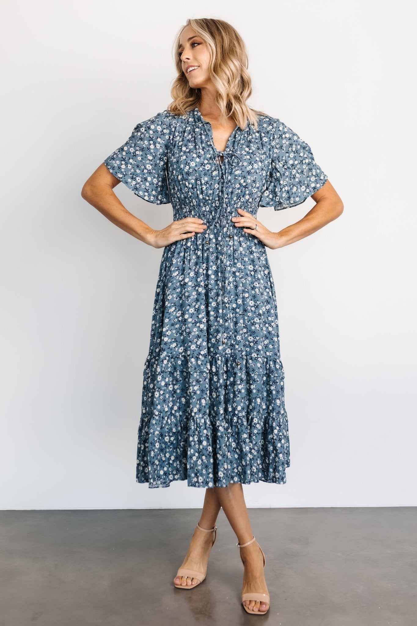 Spell Boho Midi Dress | Blue Floral Online Online Cheap Online