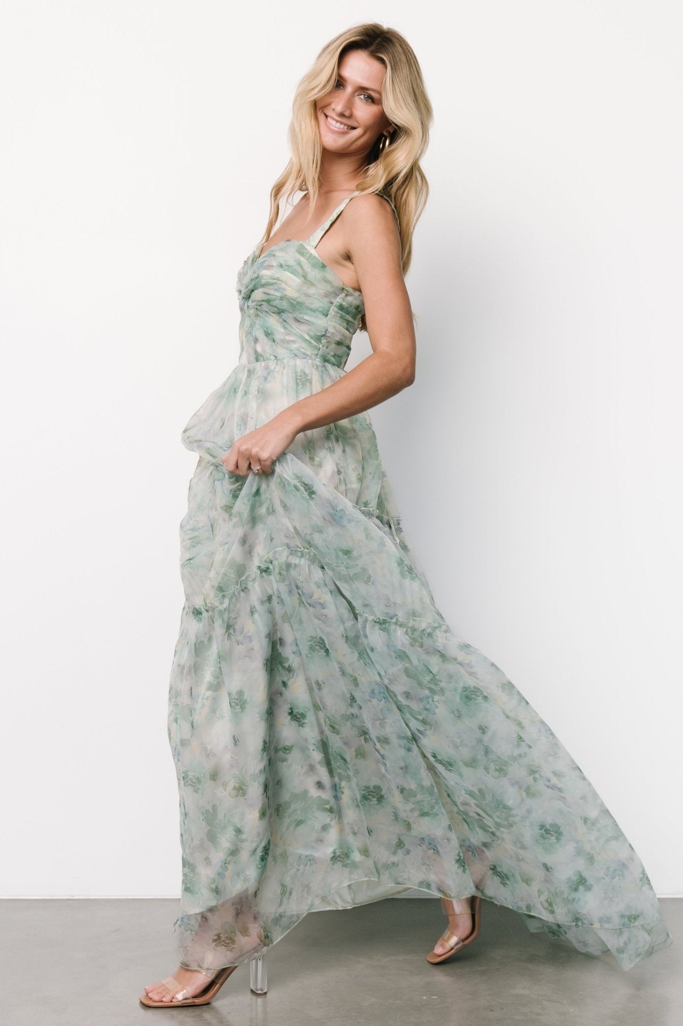 Sinclair Sweetheart Gown | Green Floral Outlet Great Deals