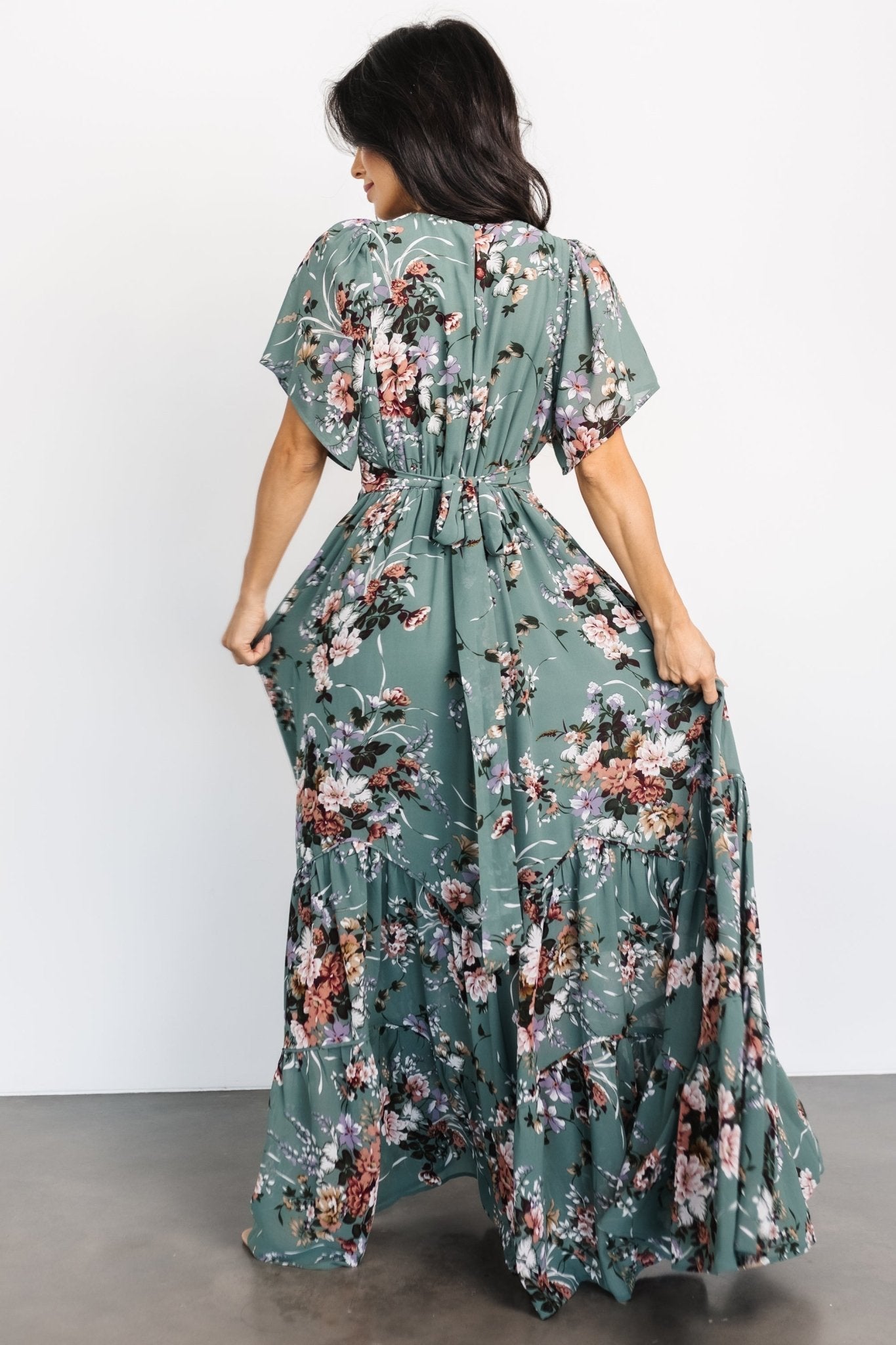 Katherine Maxi Dress | Dusty Green Floral Manchester Great Sale Online