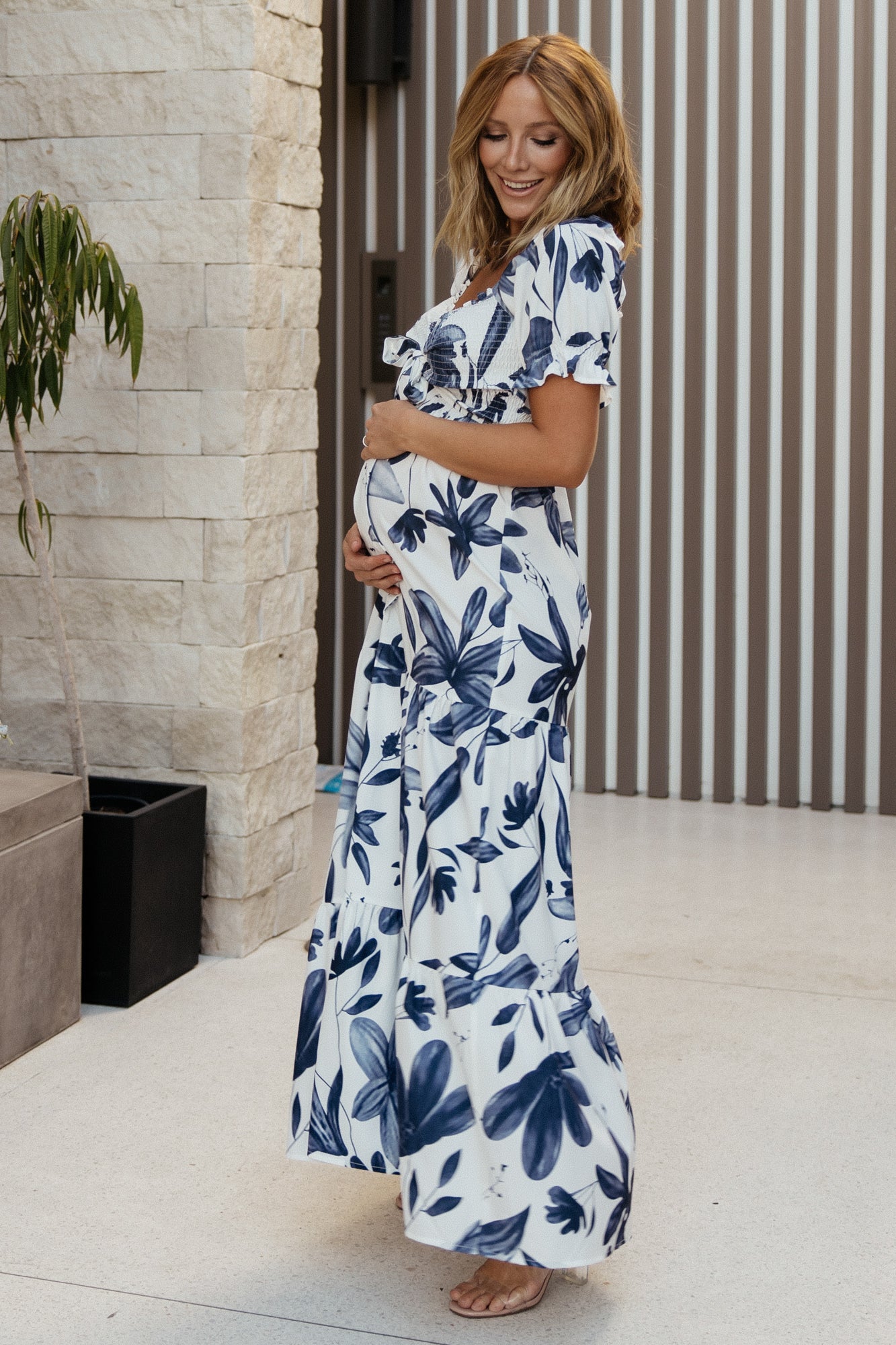 Hilaria Maxi Dress | White + Blue Cheap Get To Buy