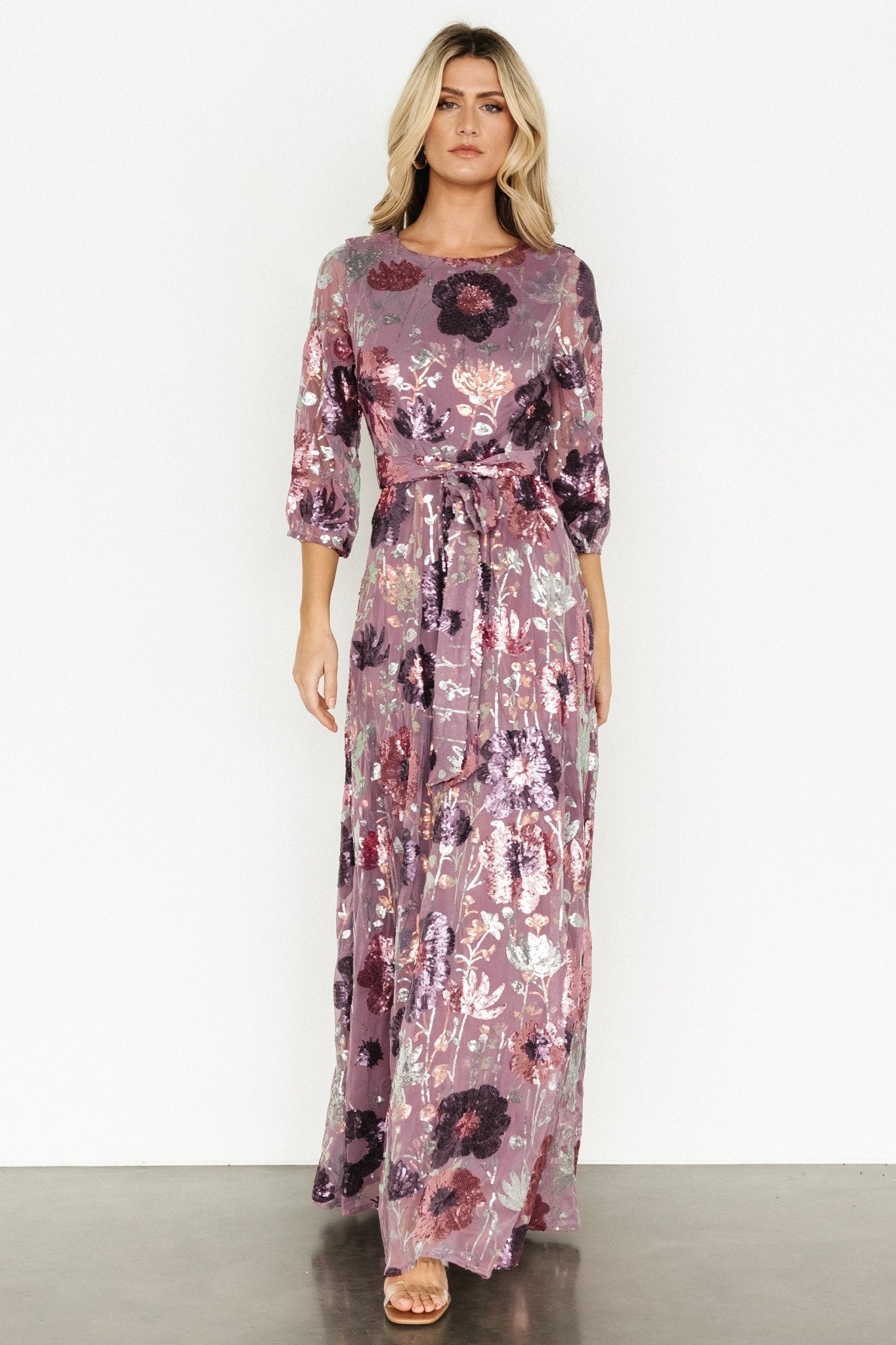 Destiny Sequin Maxi Dress | Lilac Floral Cheap Low Cost