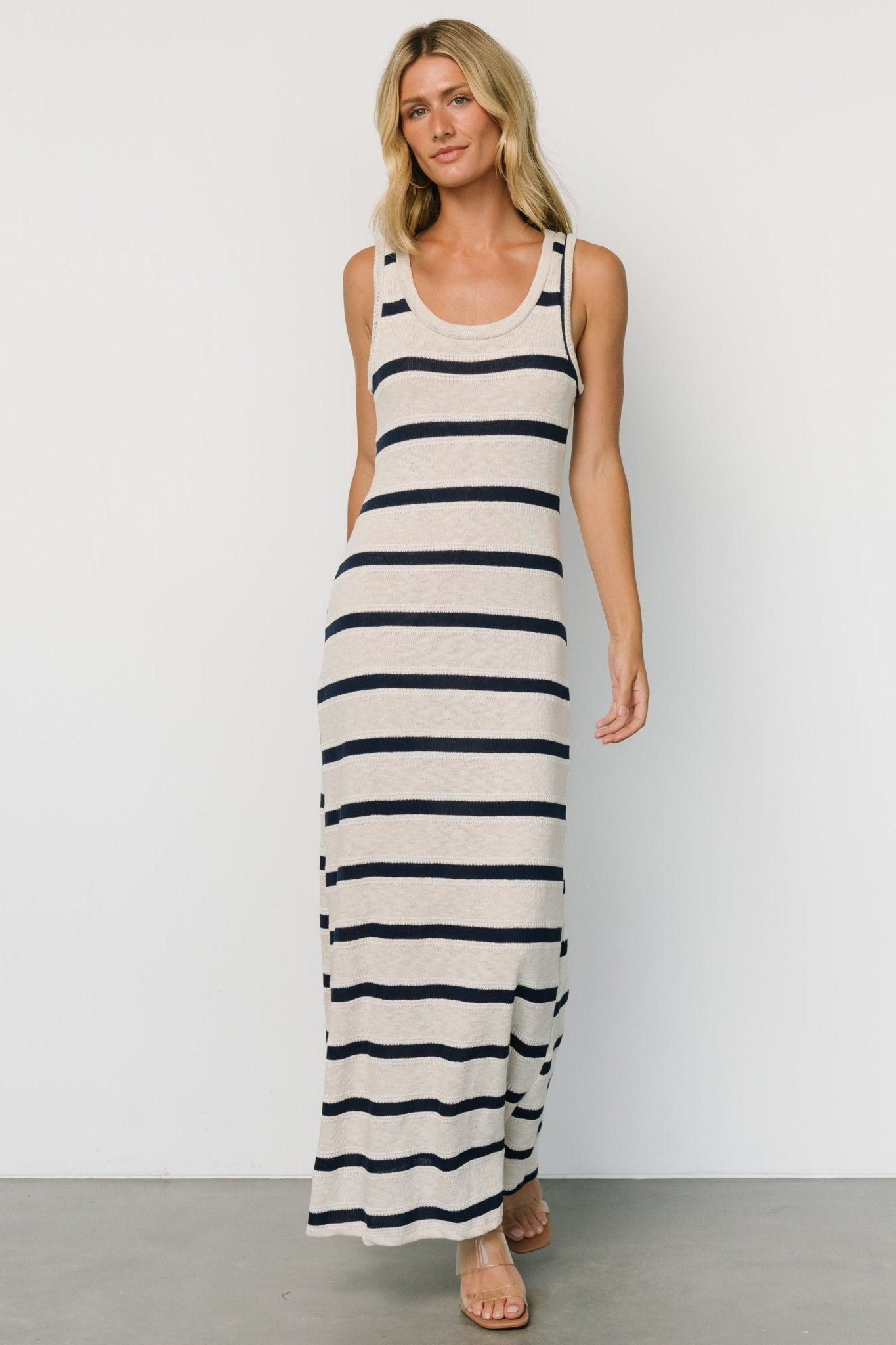 Palawan Striped Maxi Dress | Cream + Navy Discount High Quality