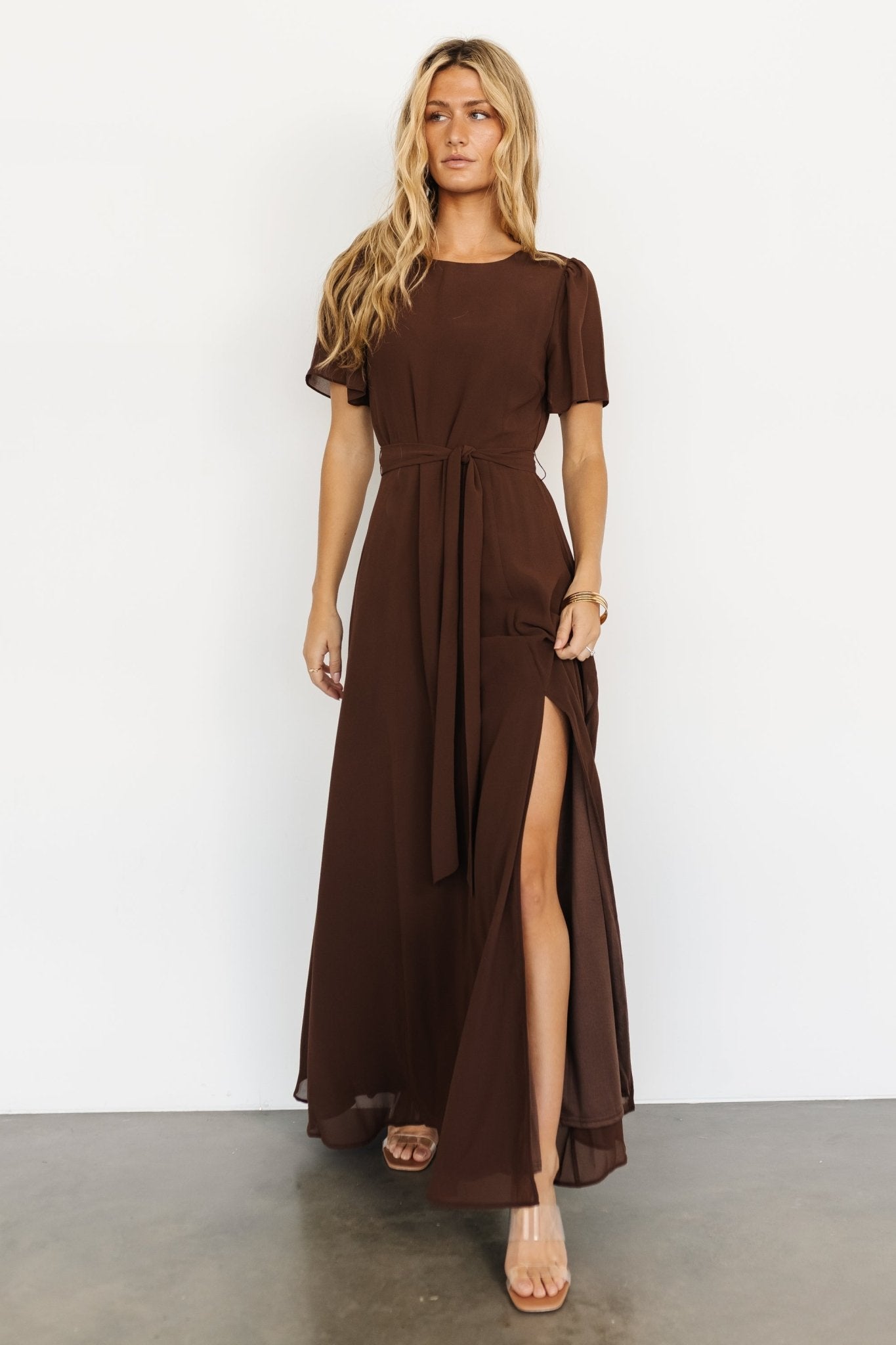 Naomi Short Sleeve Maxi Dress | Espresso Free Shipping New Styles