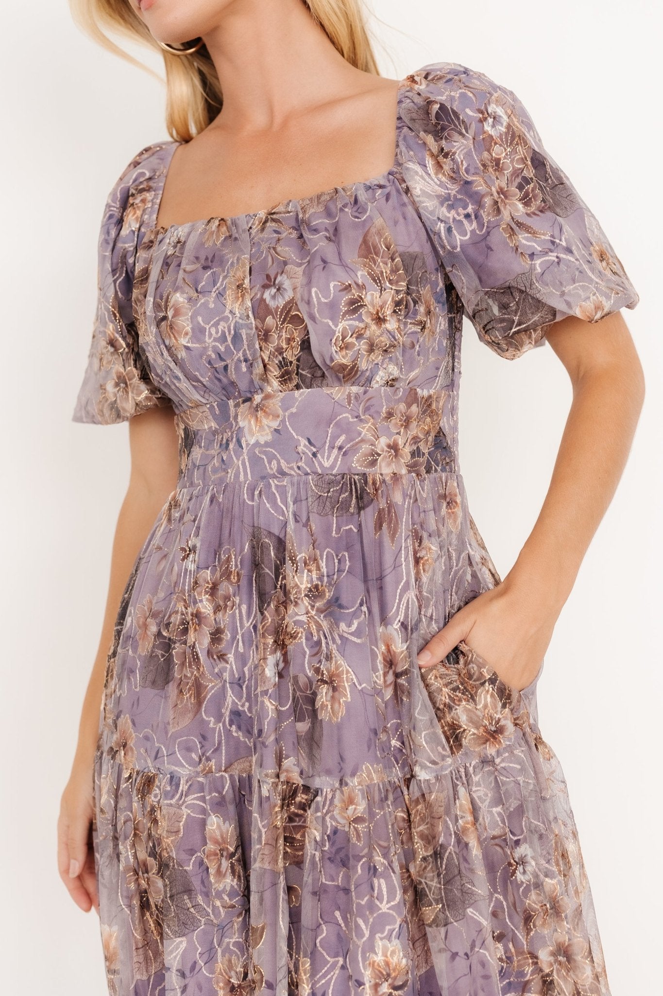 Annabeth Midi Dress | Lavender Floral Outlet Low Pice Fee Shipping