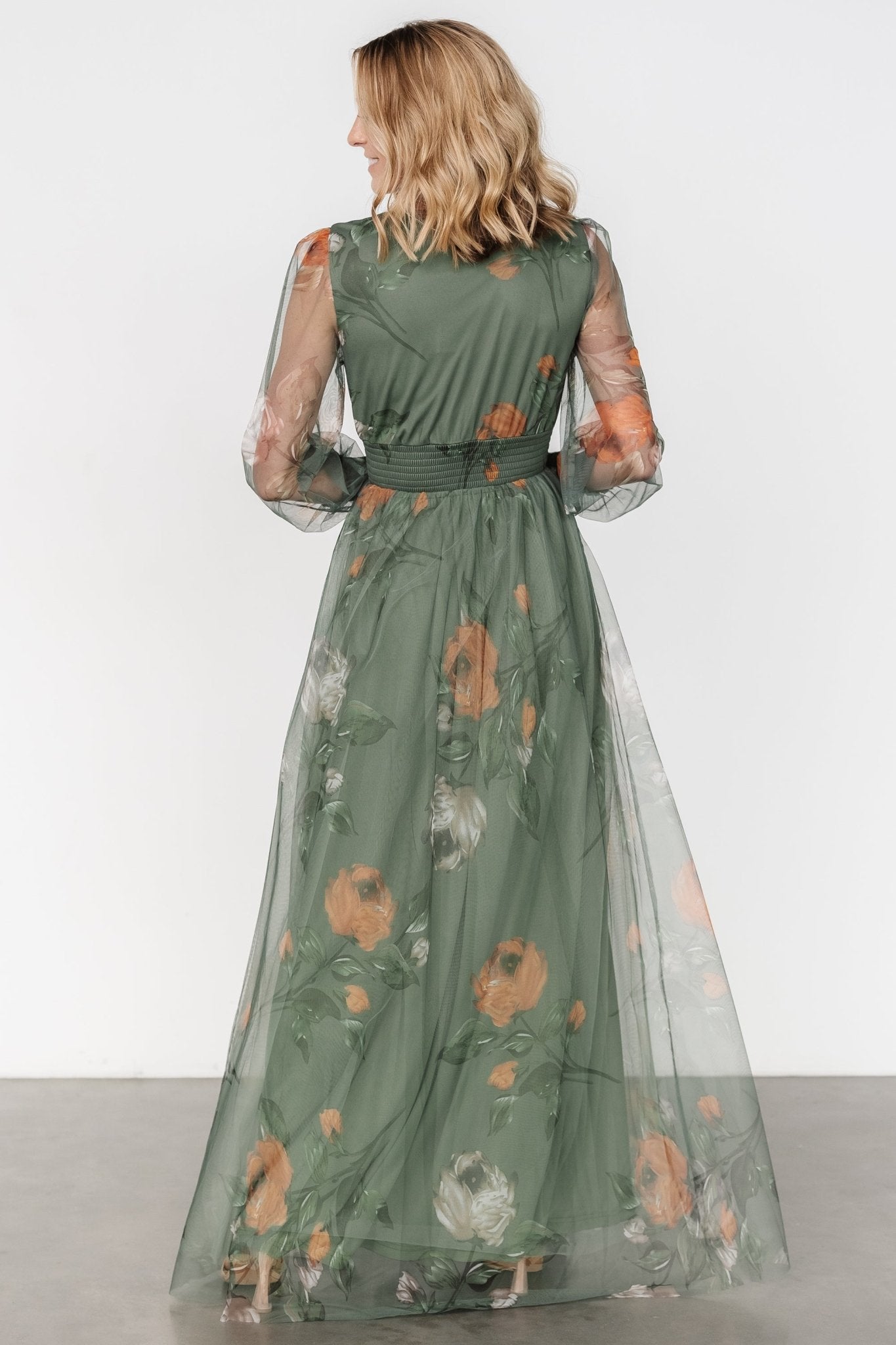 Layla Tulle Maxi Dress | Dusty Olive Floral Sale Cheap Pices