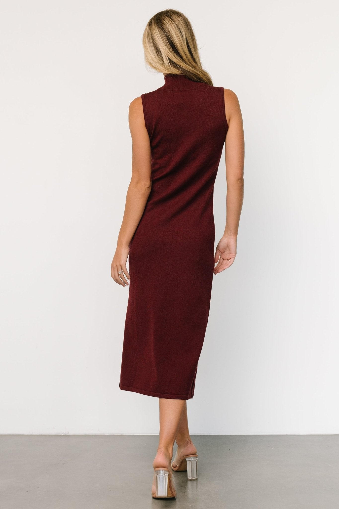 Angelina Mock Neck Tank Dress | Wine Cheap New Arrival