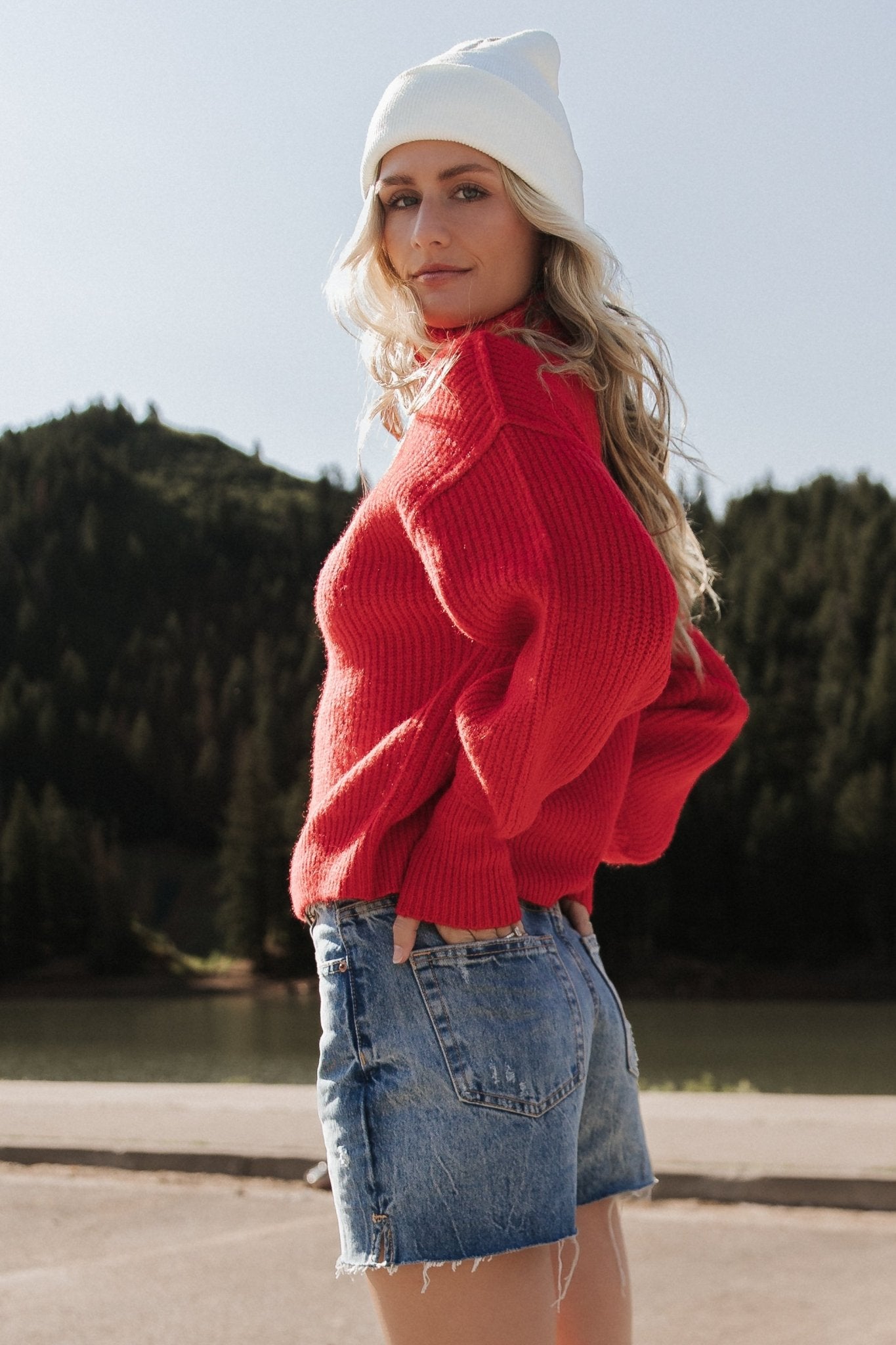 Frannie Knit Turtleneck Sweater | Red High Quality For Sale