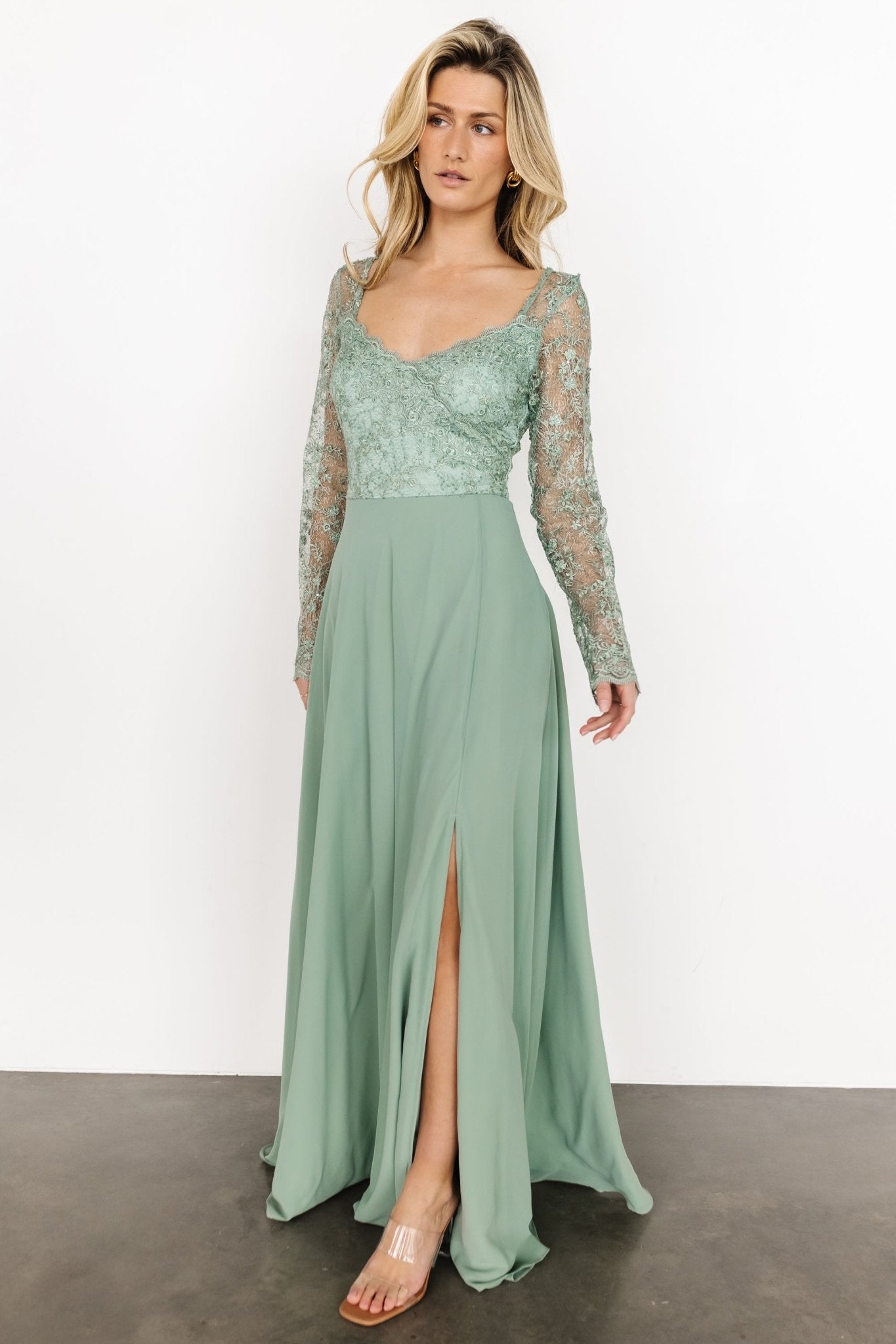 Adalaide Long Sleeve Maxi Dress | Dusty Sage Buy Cheap Popular