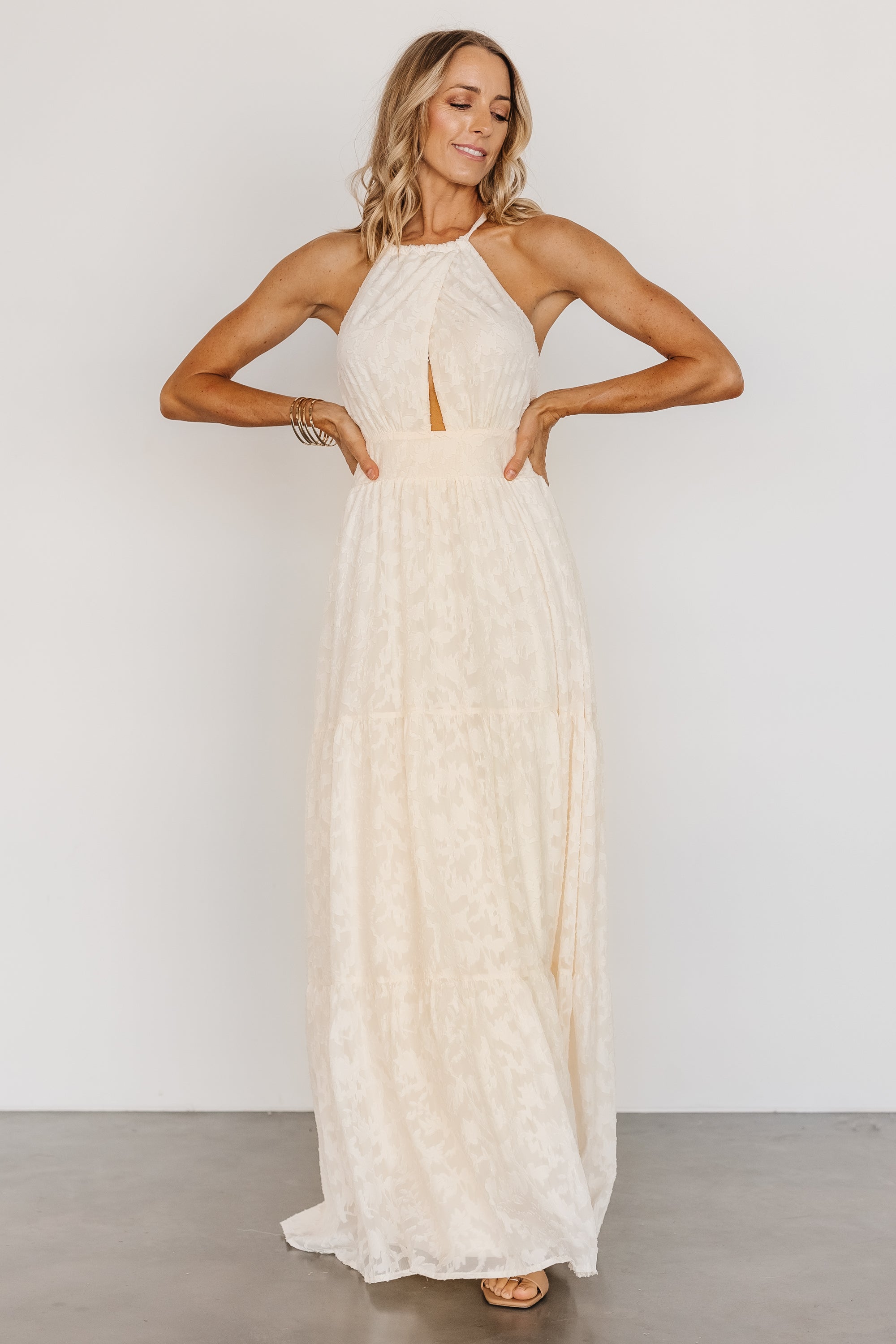 Eilish Embossed Maxi Dress | Cream Clearance Amazon