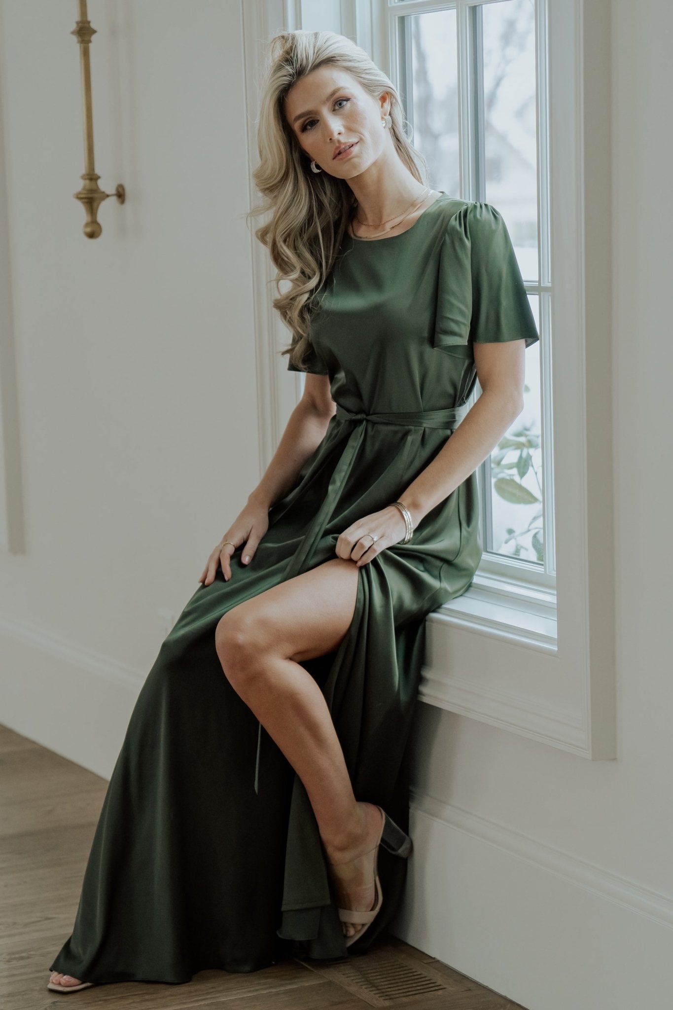 Agnes Satin Maxi Dress | Juniper Green Best Wholesale