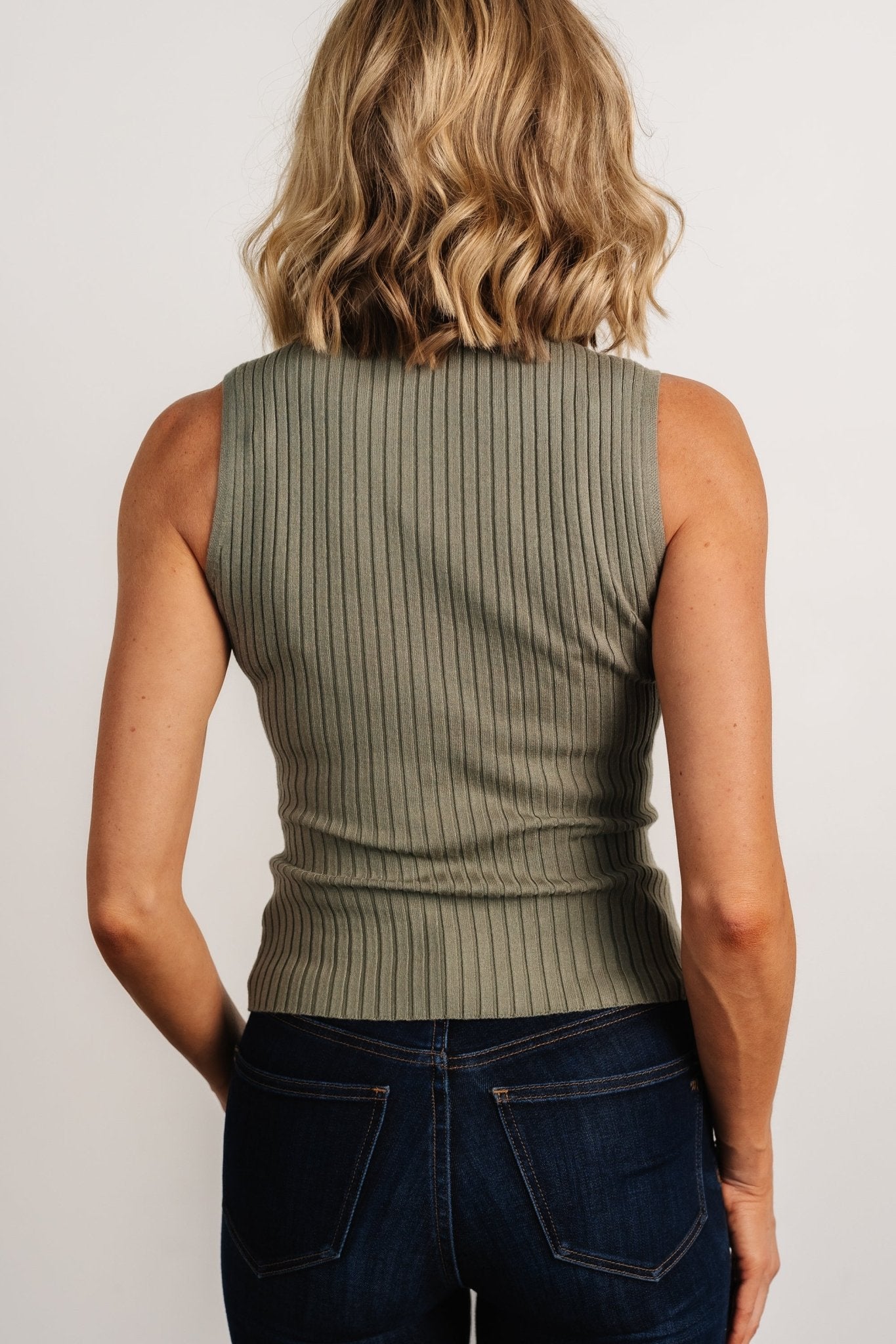 Lia Ribbed Tank Top | Dark Sage Discount Free Shipping