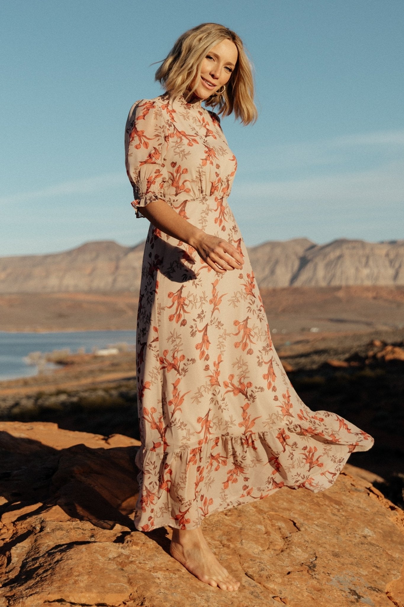 Marie Mock Neck Maxi Dress | Blush Floral 2025 Cheap Online