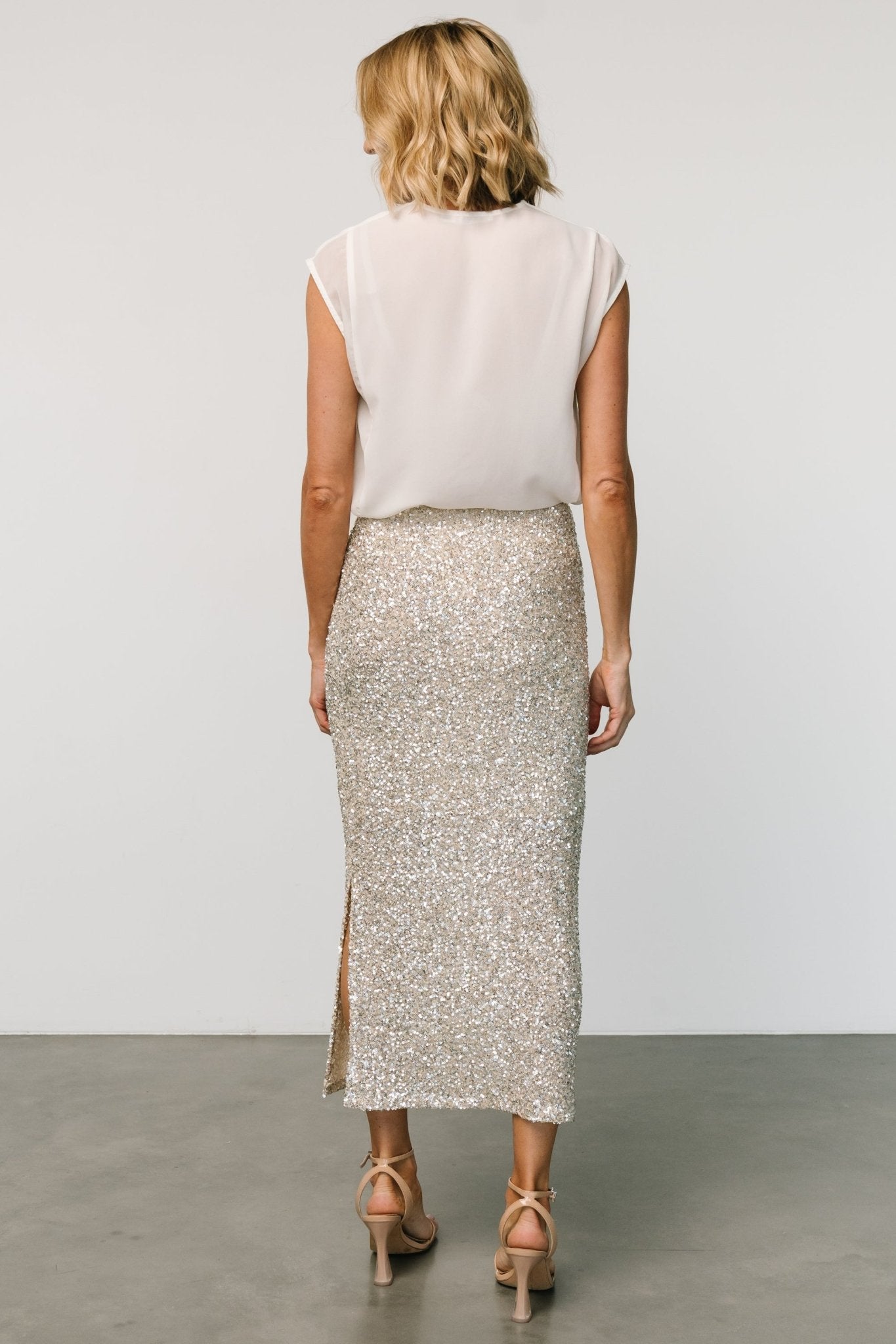 Charmed Sequin Midi Skirt | Champagne Free Shipping 2025 New