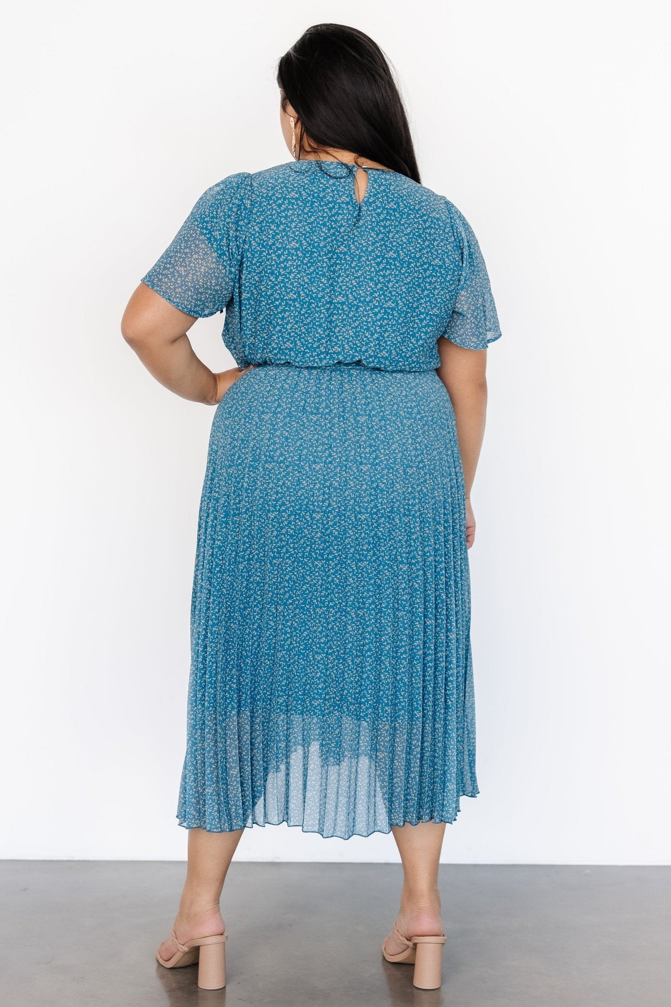 Prim Pleated Dress | Persian Blue Print Discount Best Pices