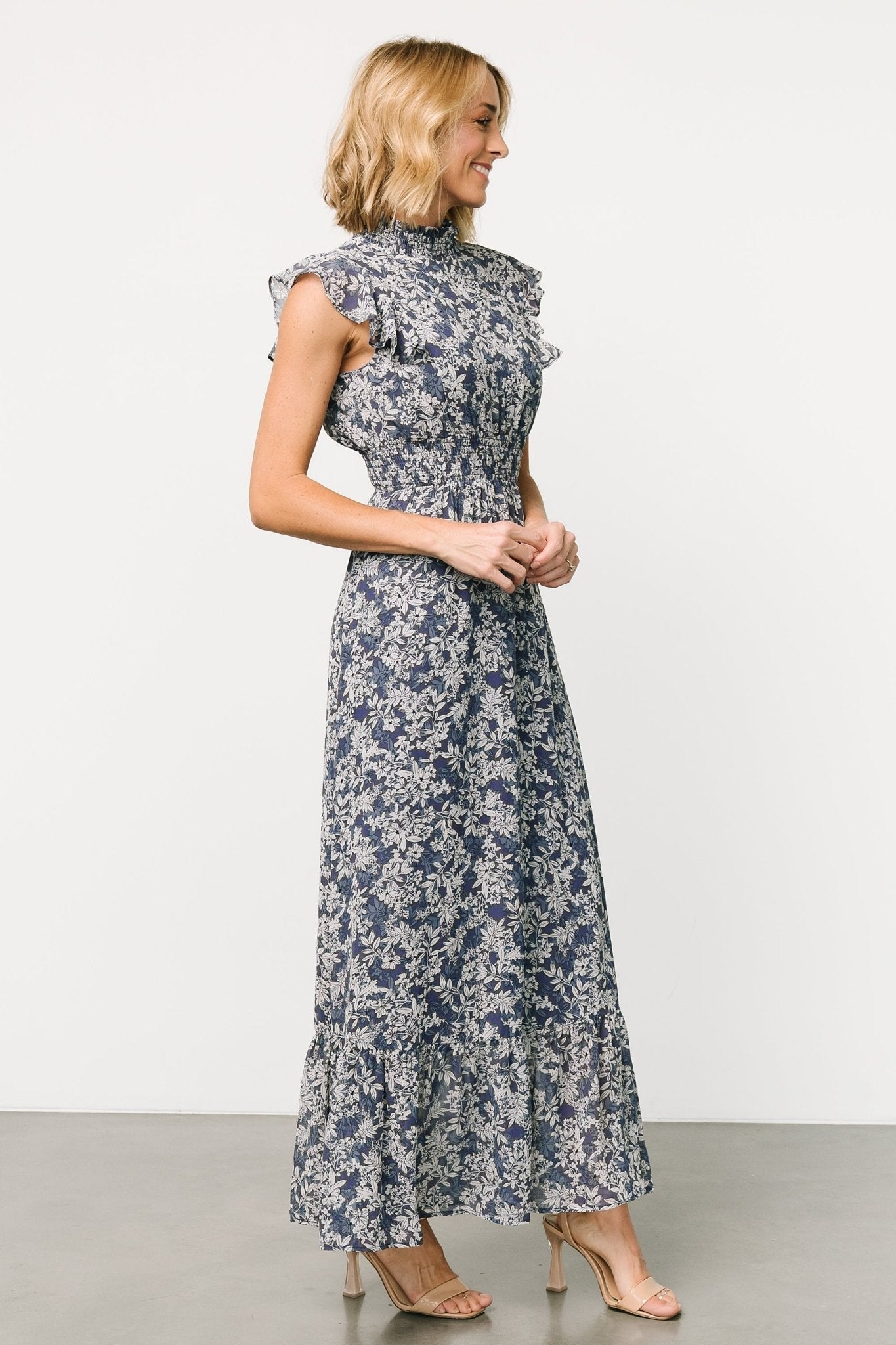 Kearny Ruffle Maxi Dress | Slate Print Get To Buy For Sale