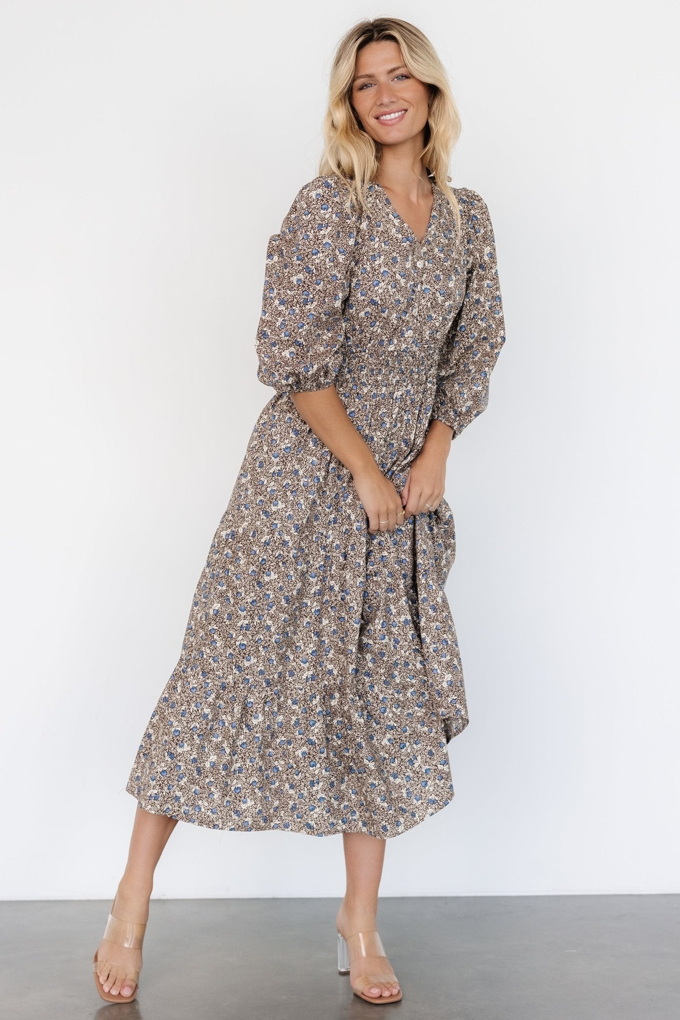 Leona Dress | Brown + Blue Multi Cheap Usa Stockist