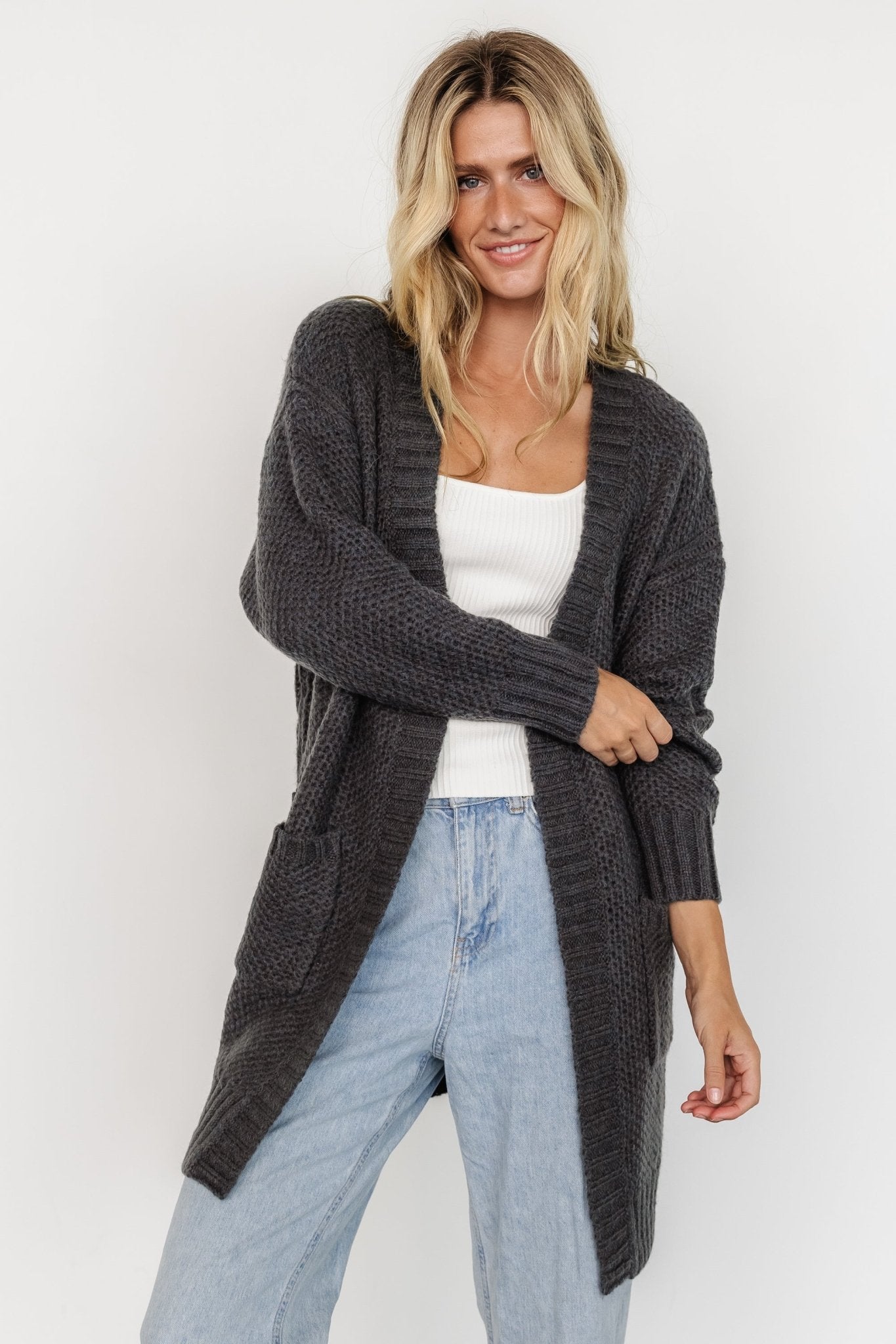 Theodora Knit Cardigan | Charcoal Buy Cheap Clearance