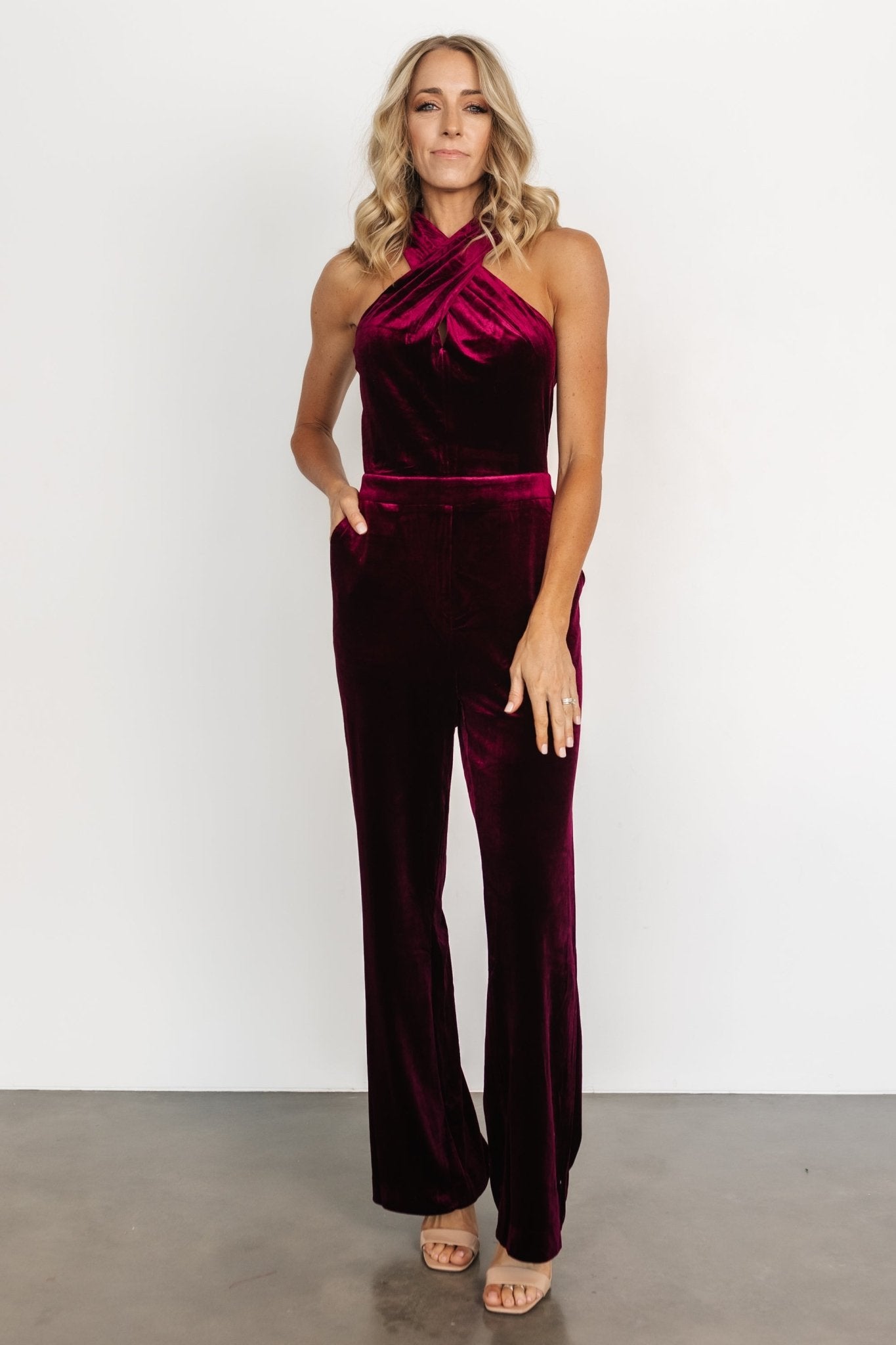 Cleopatra Velvet Jumpsuit | Burgundy Cheap Sale Best Wholesale