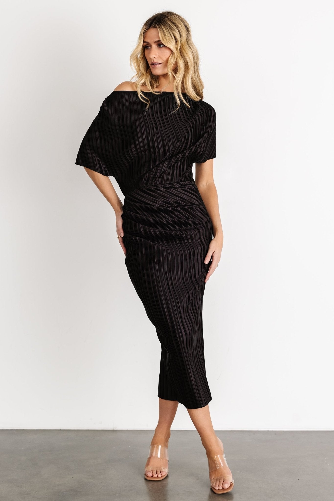 Winslow Pleated Midi Dress | Black Buy Cheap Cost