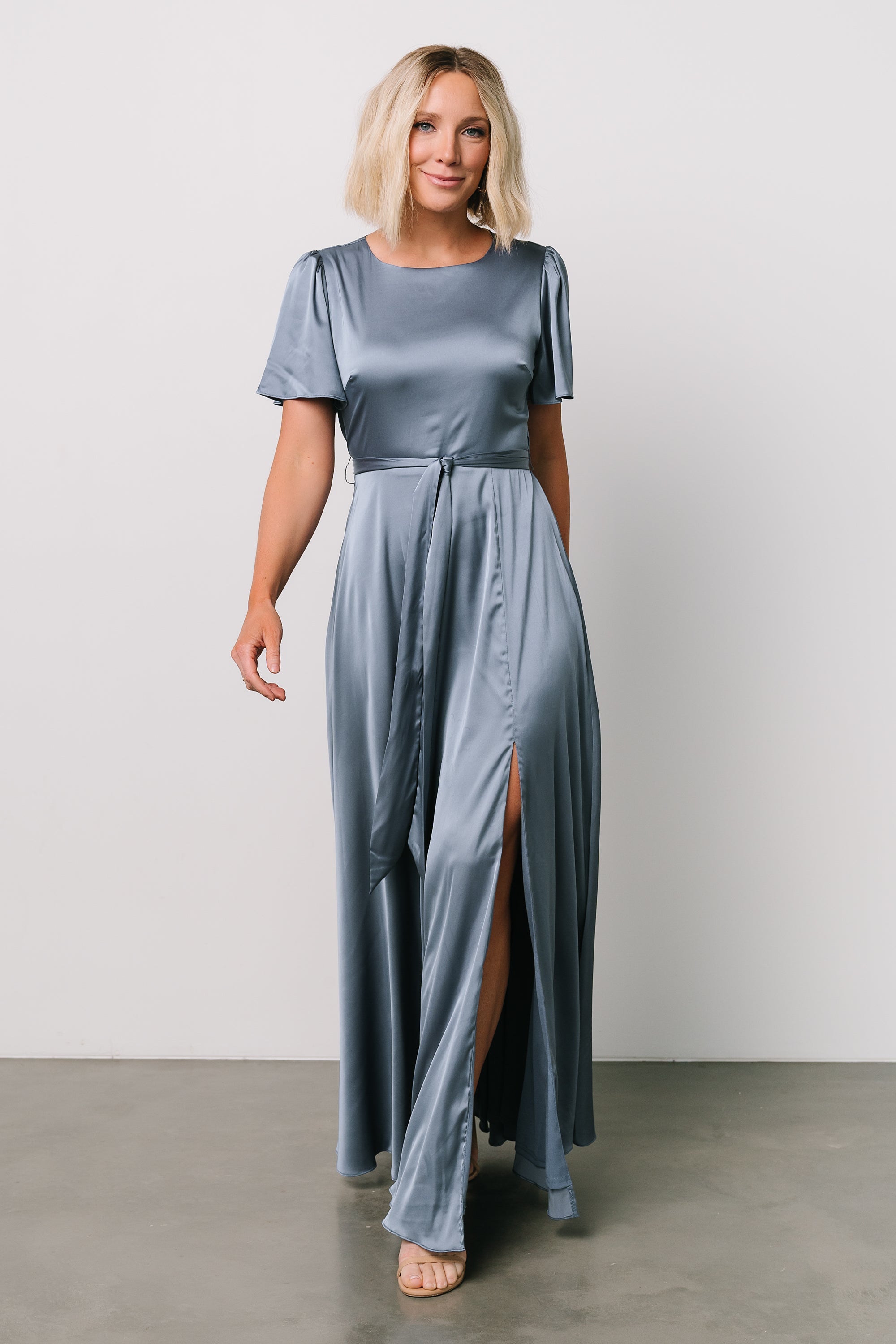 Agnes Satin Maxi Dress | Whisper Blue Sale Explore