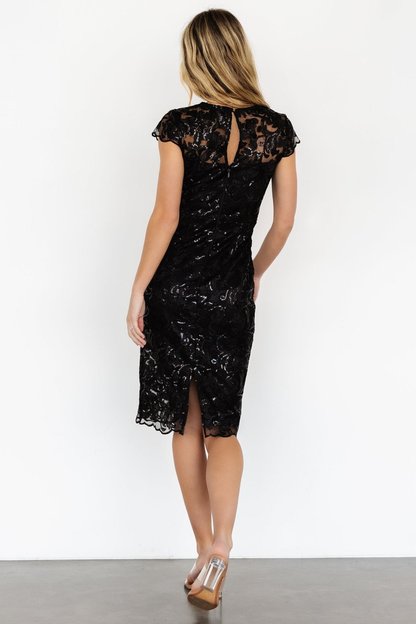 Jacqueline Embossed Midi Dress | Black Low Cost Cheap Pice