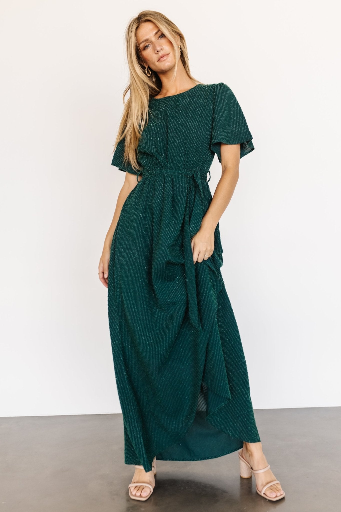 McCall Textured Maxi Dress | Dark Green Outlet 100% Original