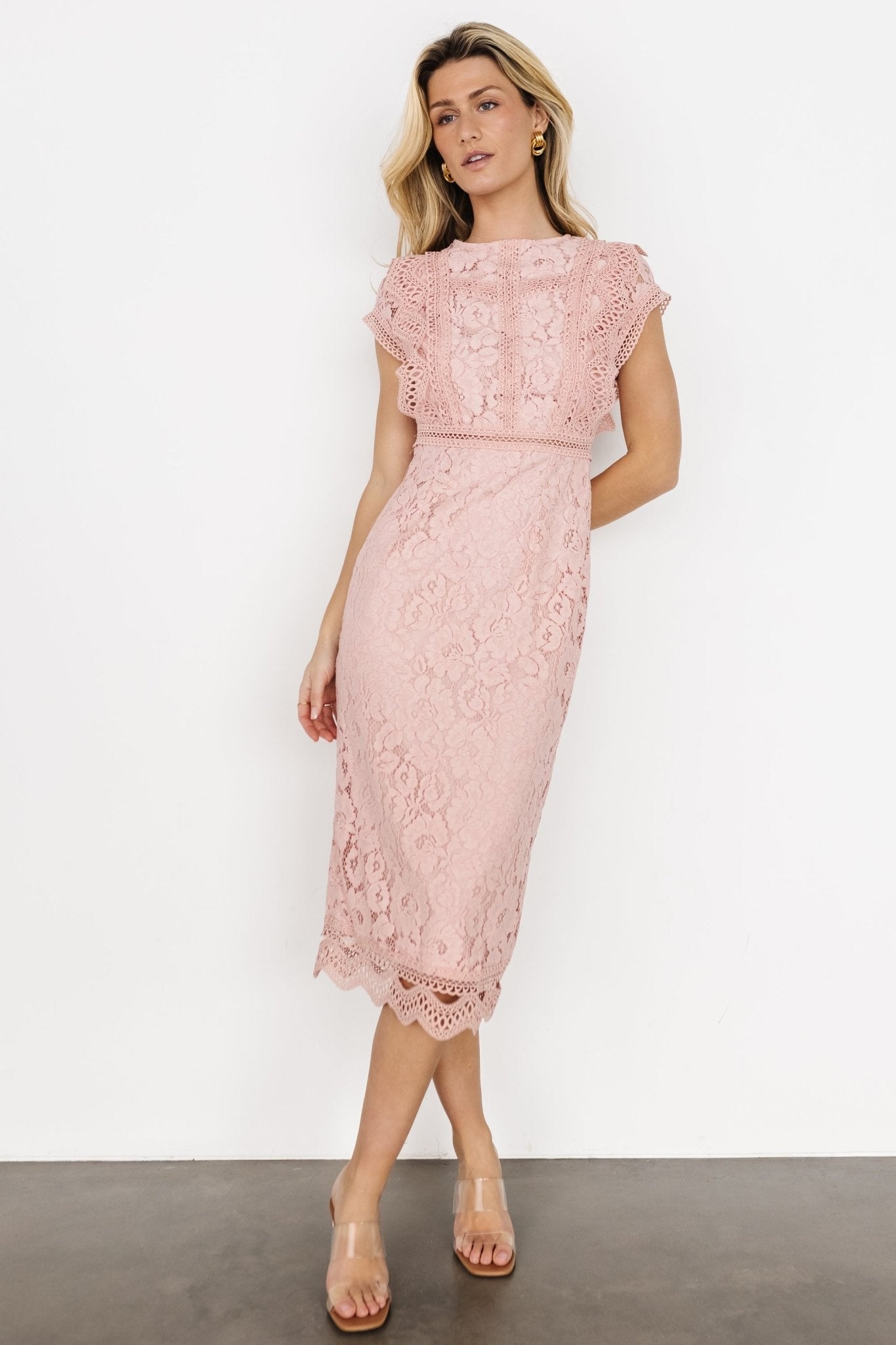 Nessa Lace Midi Dress | Blush Discount Best