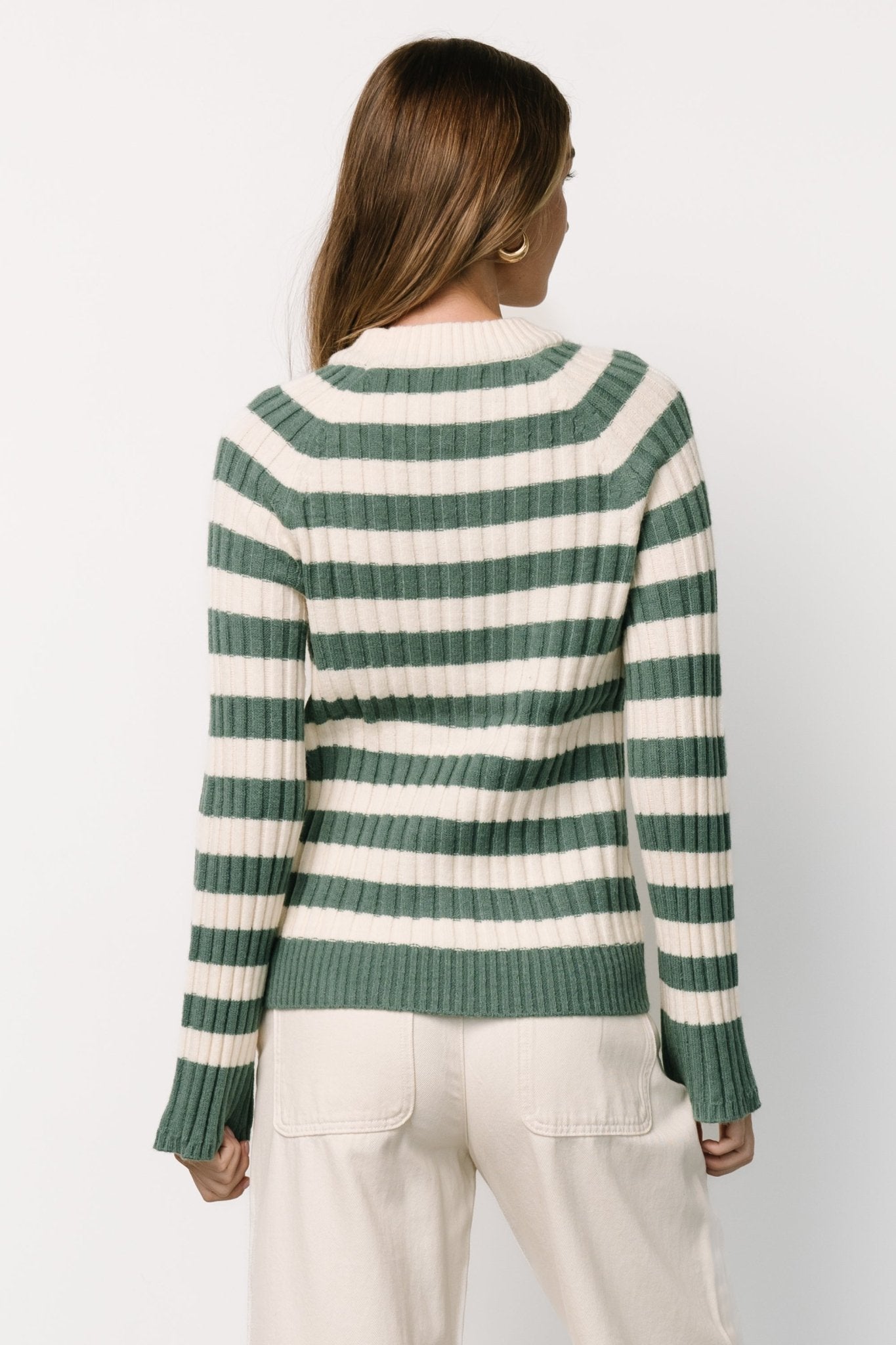 Carrie Striped Sweater | Teal + Ivory 2025 Unisex For Sale