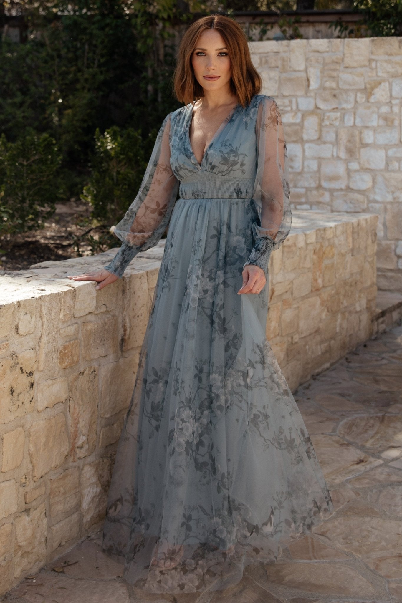 Layla Tulle Maxi Dress | Dusty Blue Floral Footlocker Pictures Online