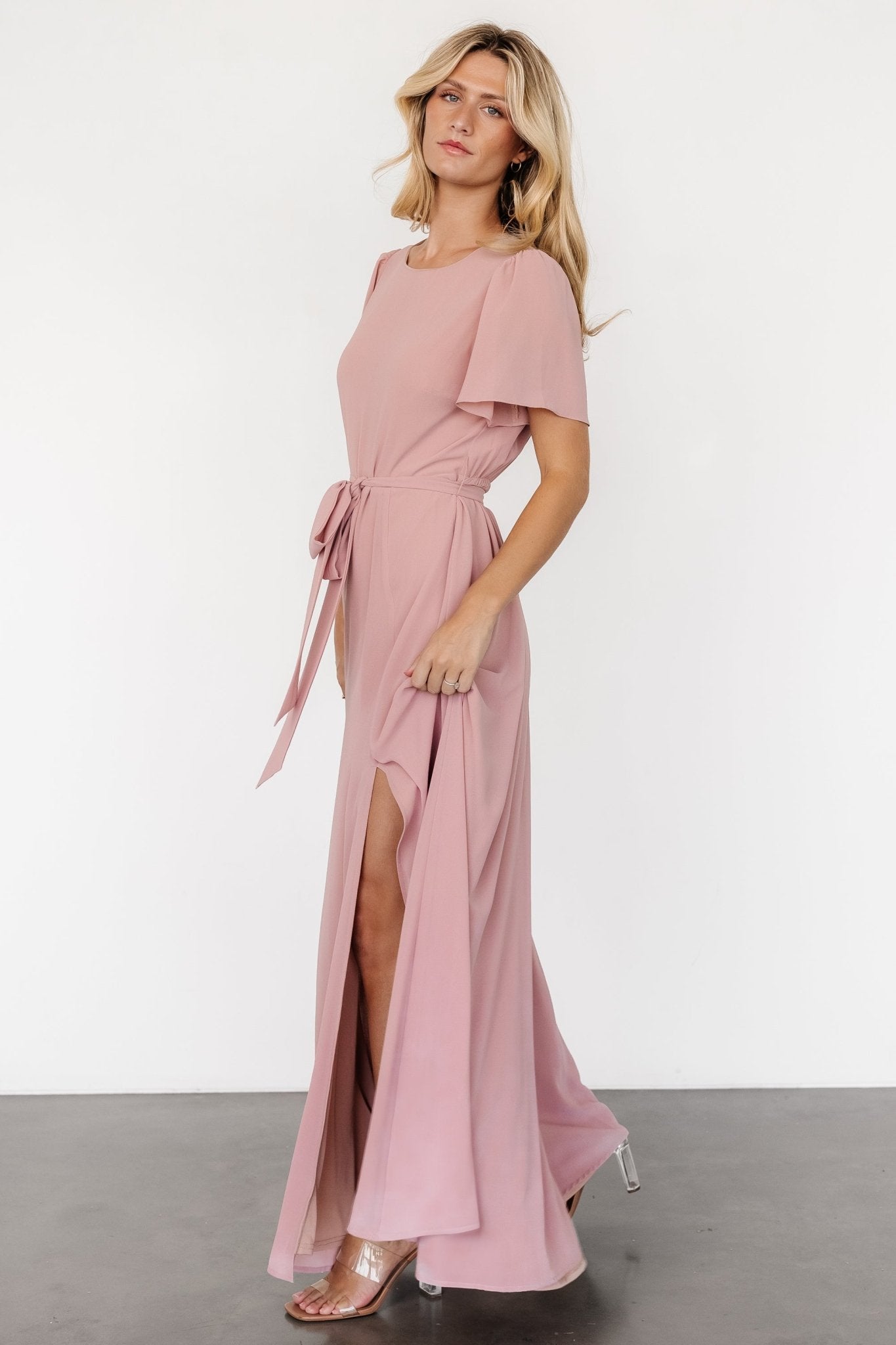 Naomi Short Sleeve Maxi Dress | Blush Pink Discount The Cheapest