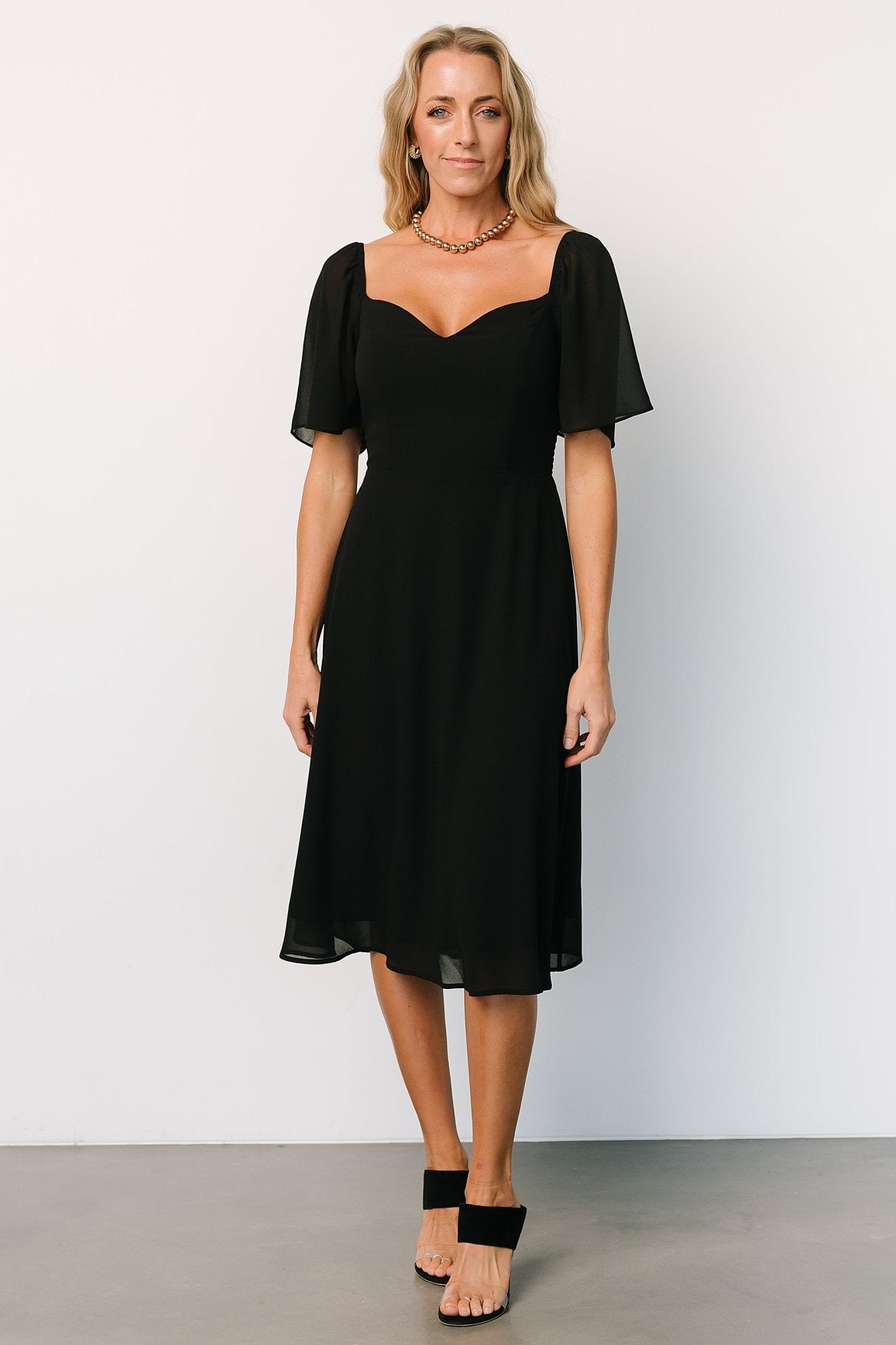 Colette Sweetheart Midi Dress | Black Discount Big Sale